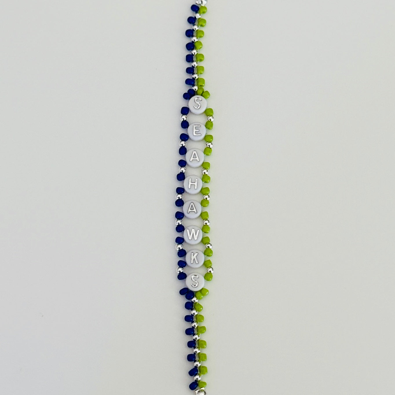 Seahawks Football Woven, Beaded Bracelet, Seed Bead Jewelry, Handmade Game Day Gift