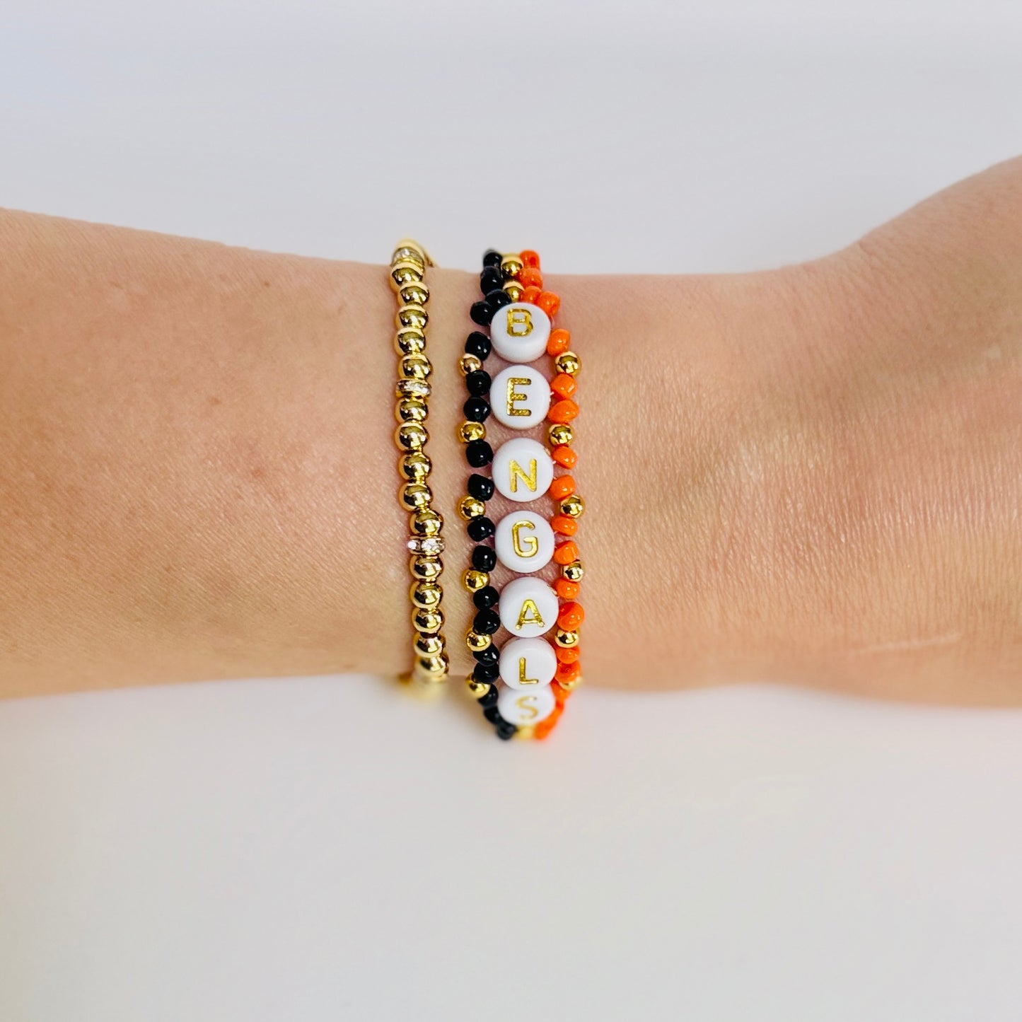 Bengals Football Woven, Beaded Bracelet, Seed Bead Jewelry, Handmade Game Day Gift