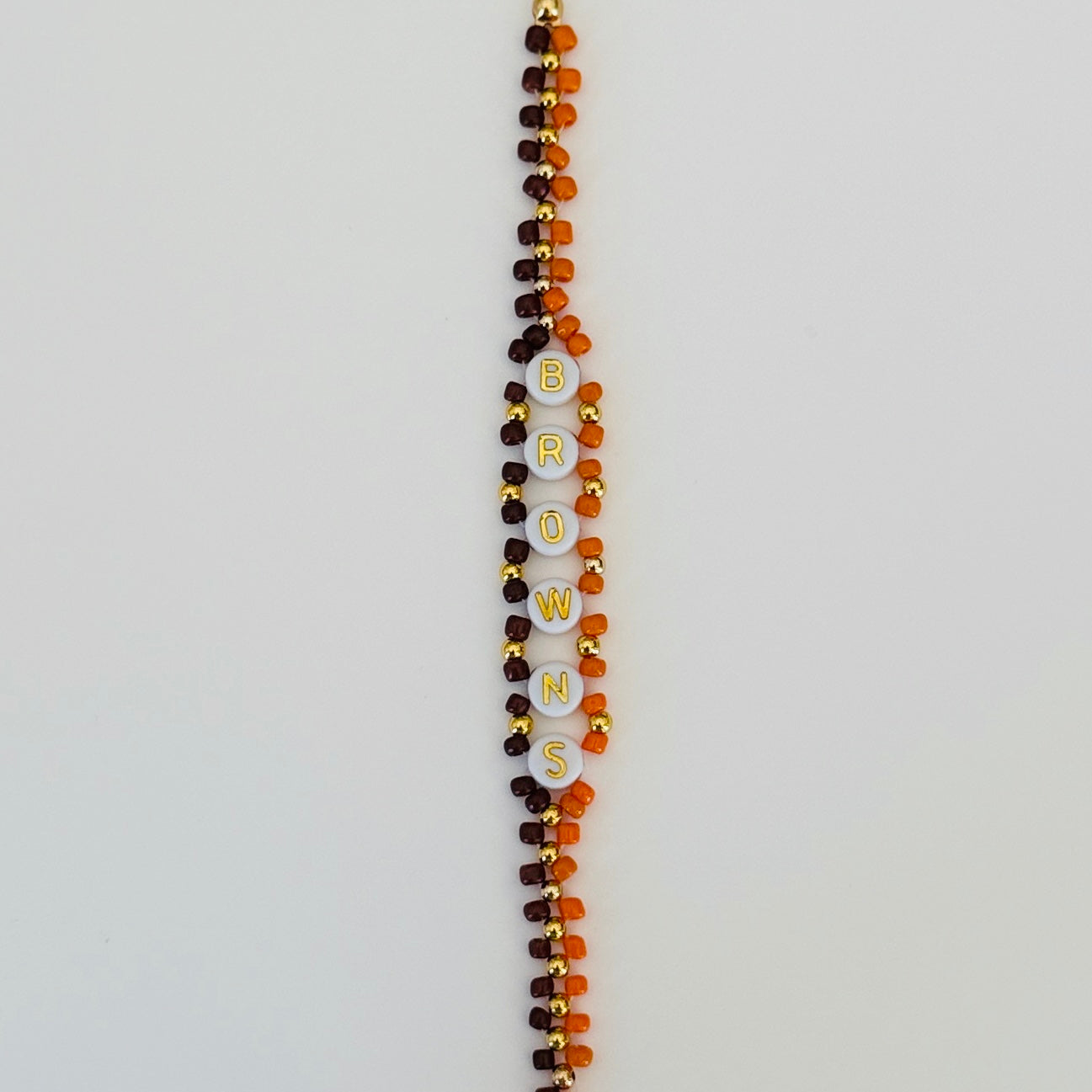 Browns Football Woven, Beaded Bracelet, Seed Bead Jewelry, Handmade Game Day Gift