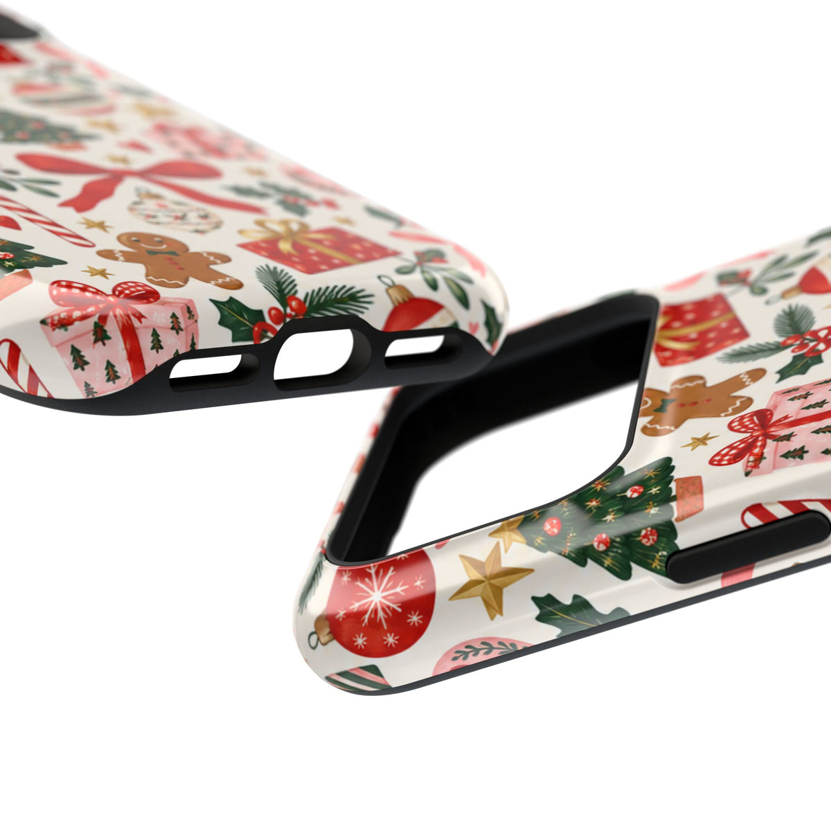 Christmas Gifts and Gingerbread Pattern Phone Case | Red and Green Holiday Phone Case