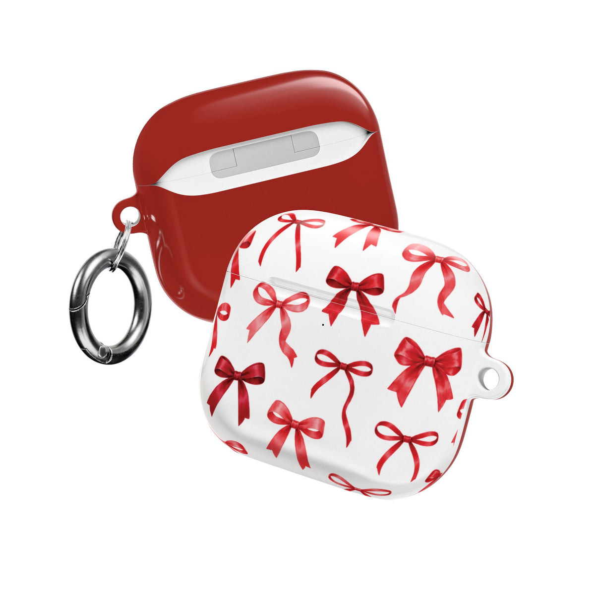 Red Ribbon Pattern AirPods Case | Holiday Bow Protective Earbud Case