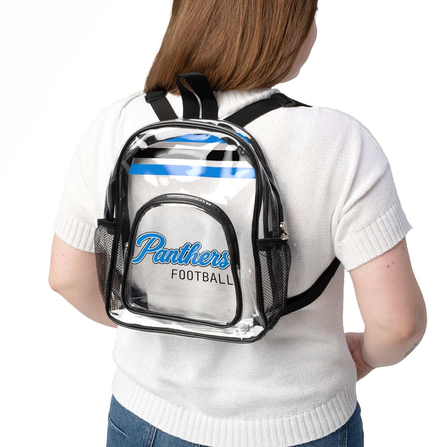 Panthers Clear Backpack, Stadium Bag, Football Belt Bag, Transparent Fanny Pack