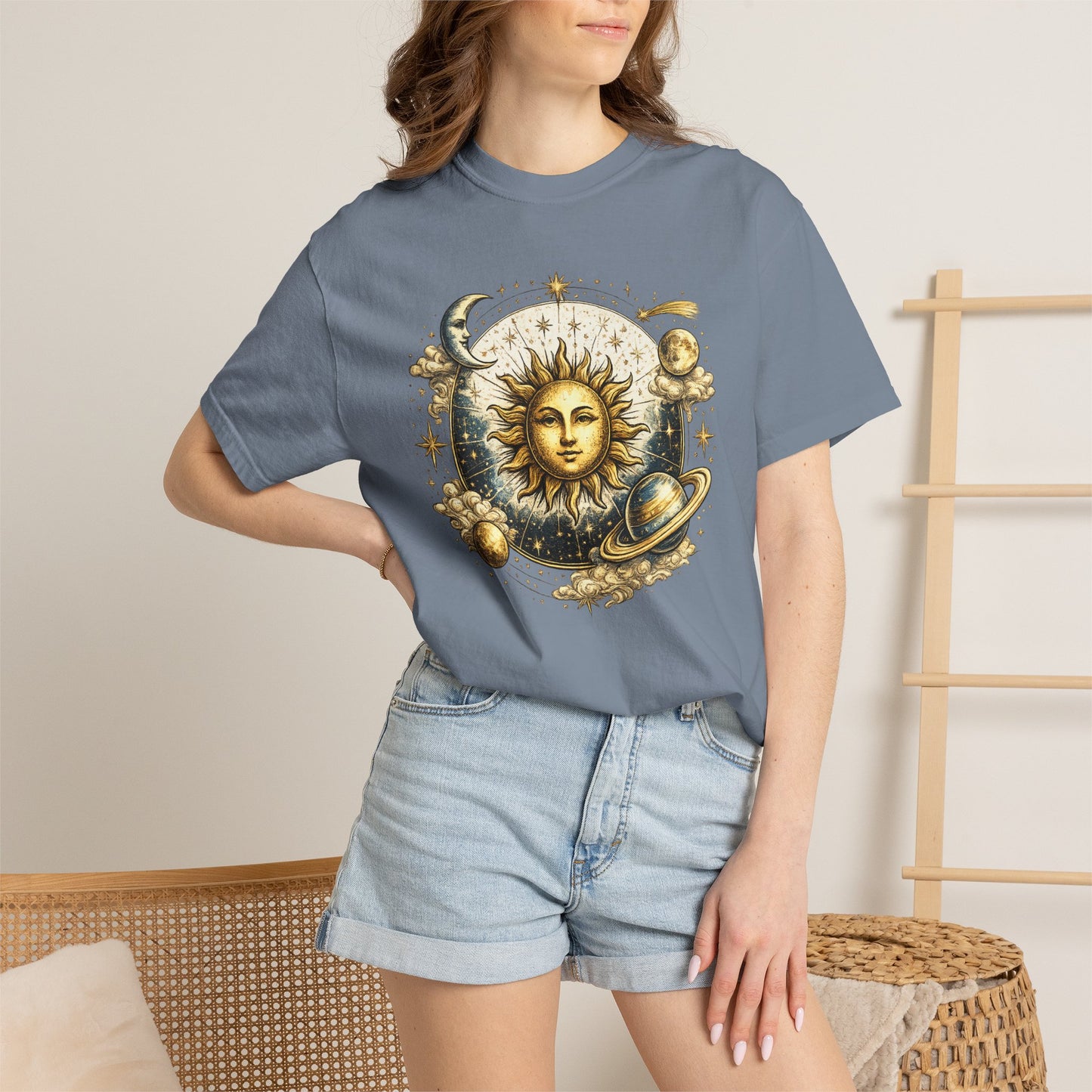 Celestial Sun and Moon Graphic Tee: Astrology Planet Shirt, Universe Shirt, Solar System Tee