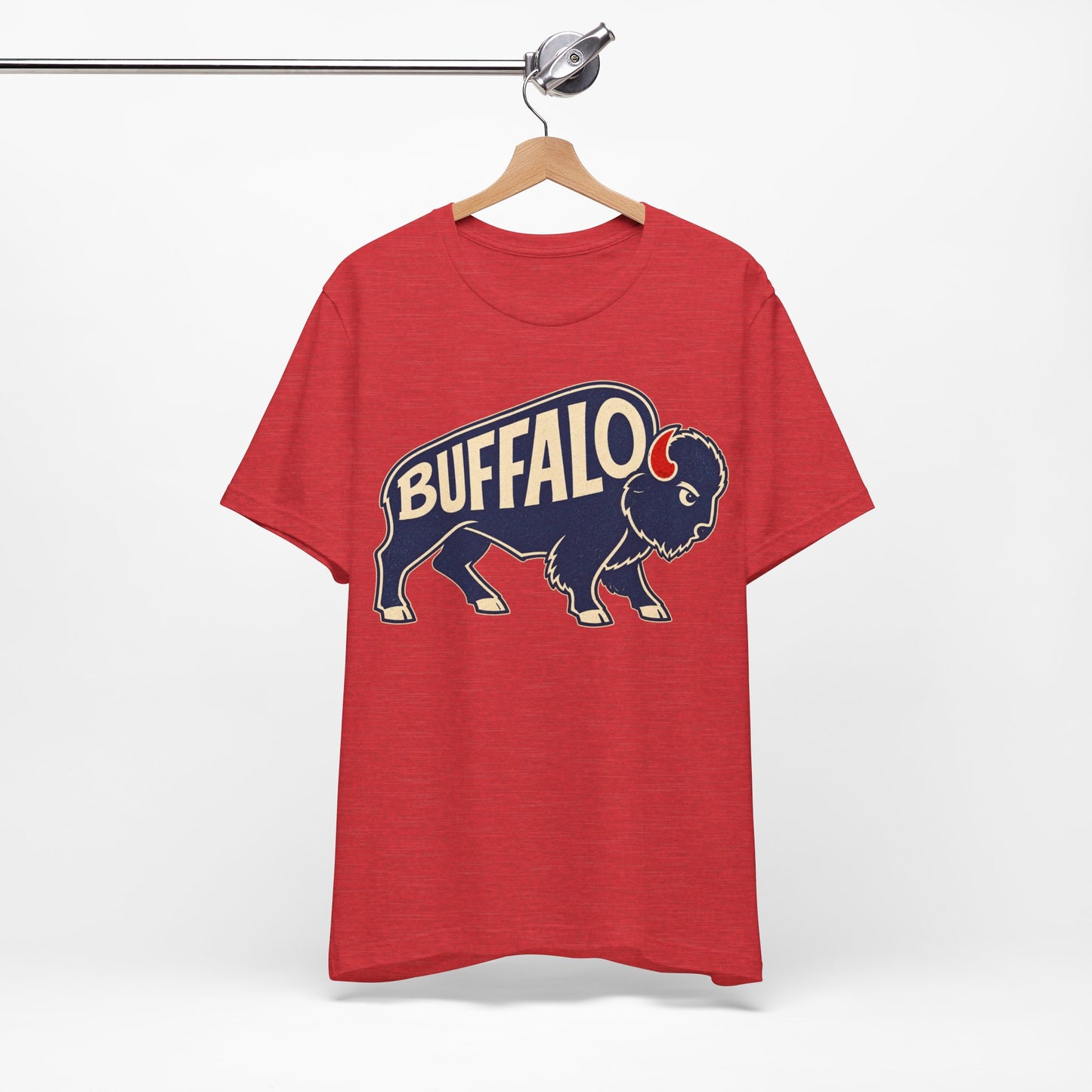 Buffalo Mascot T-Shirt, Retro Bison Graphic Tee, Football Shirt, Red and Blue Buffalo Shirt