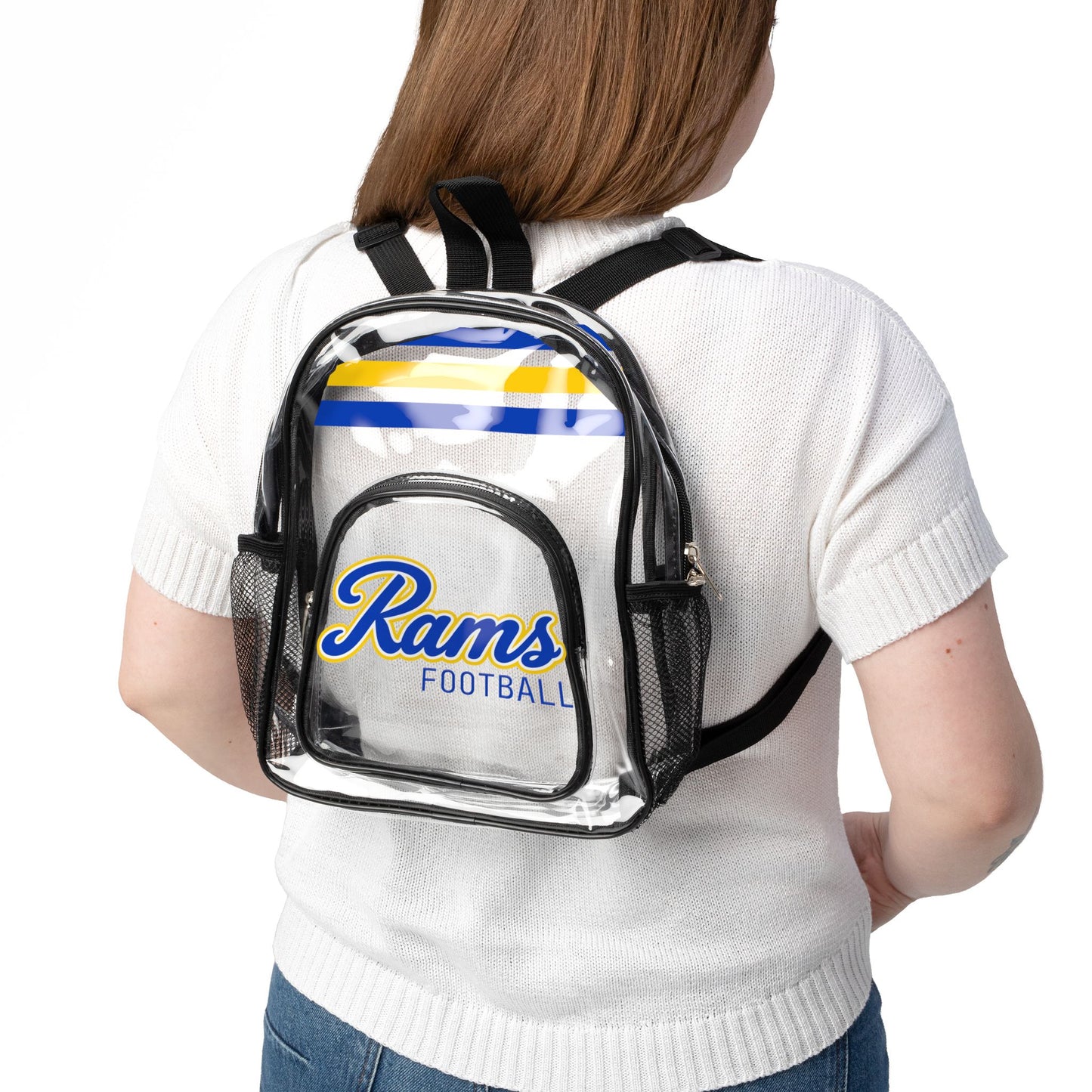 Rams Clear Backpack, Stadium Bag, Football Belt Bag, Transparent Fanny Pack