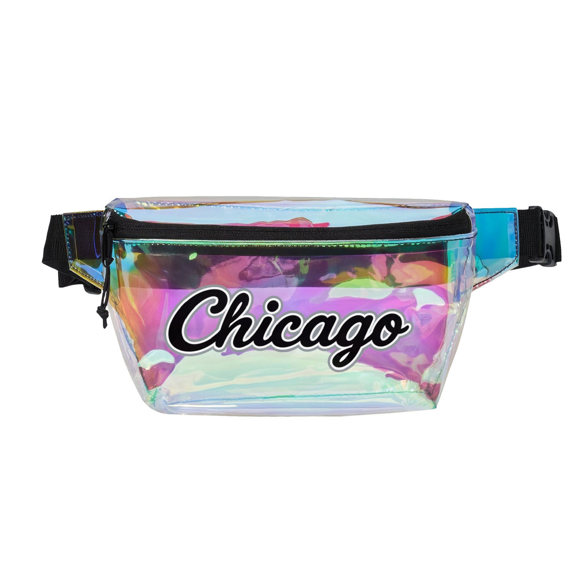 Chicago Clear Stadium Bag, Baseball Belt Bag, Transparent Fanny Pack, Black and Clear Bag