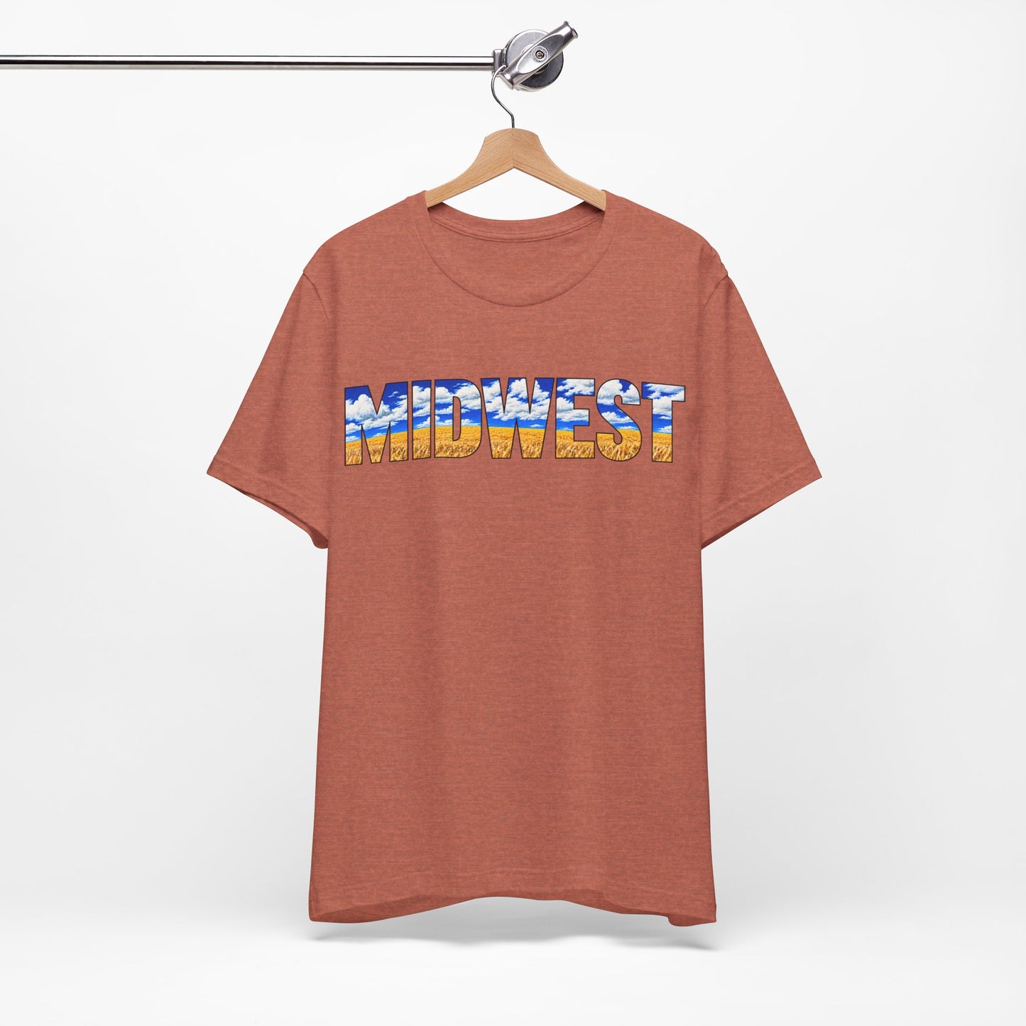 Midwest Graphic Tee, Outline Text T-shirt, Wheat Art