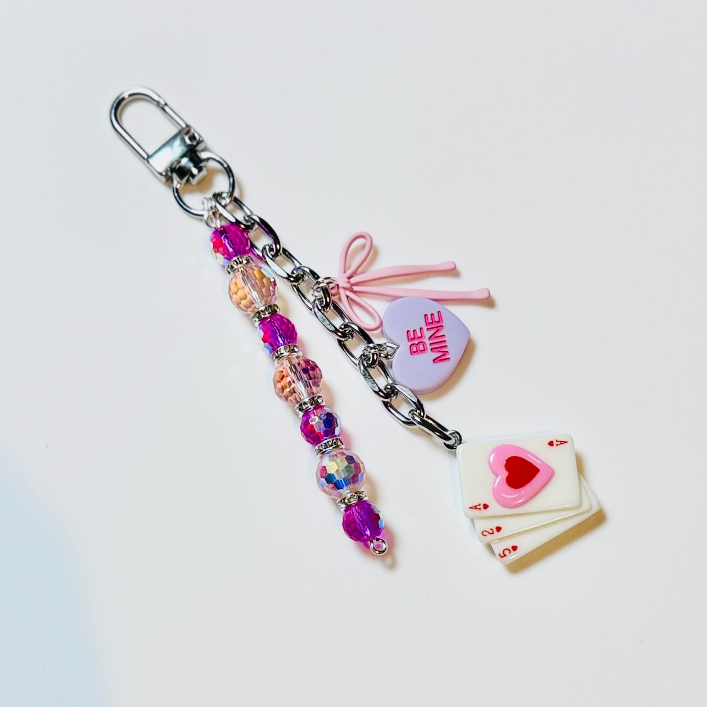 Be Mine Bag Charm: Pink, Purple, Red and Silver Valentine's Day Keychain