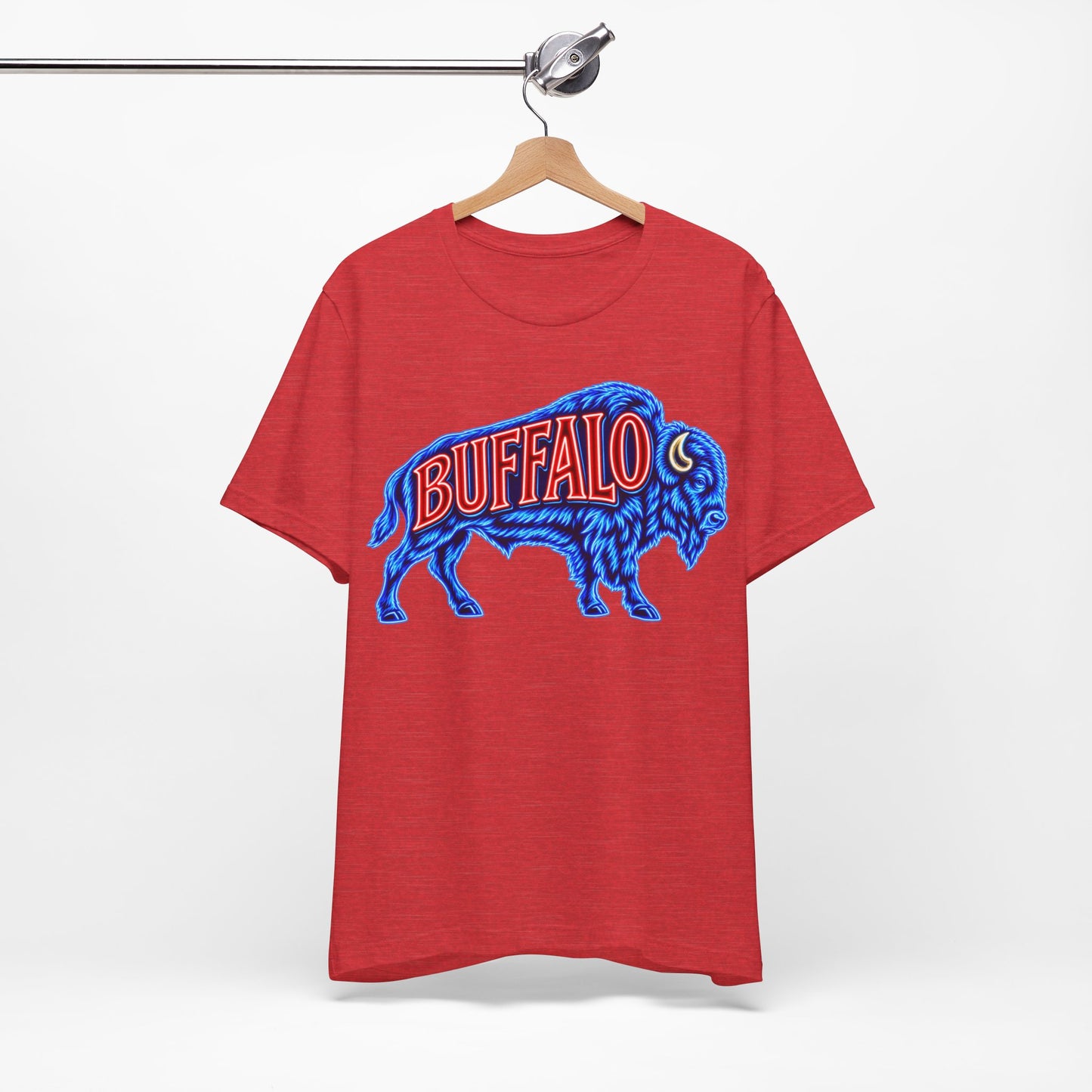 Buffalo Neon Sign T-Shirt, Retro Bison Graphic Tee, Football Shirt