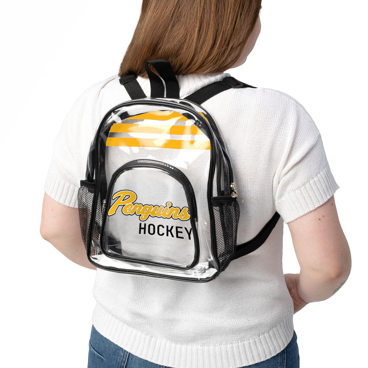 Penguins Clear Backpack, Hockey Stadium Bag, Transparent Bag