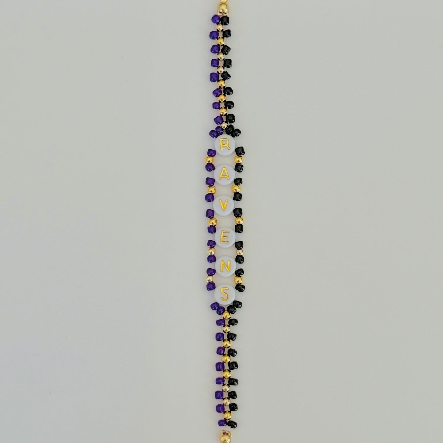 Ravens Football Woven, Beaded Bracelet, Seed Bead Jewelry, Handmade Game Day Gift