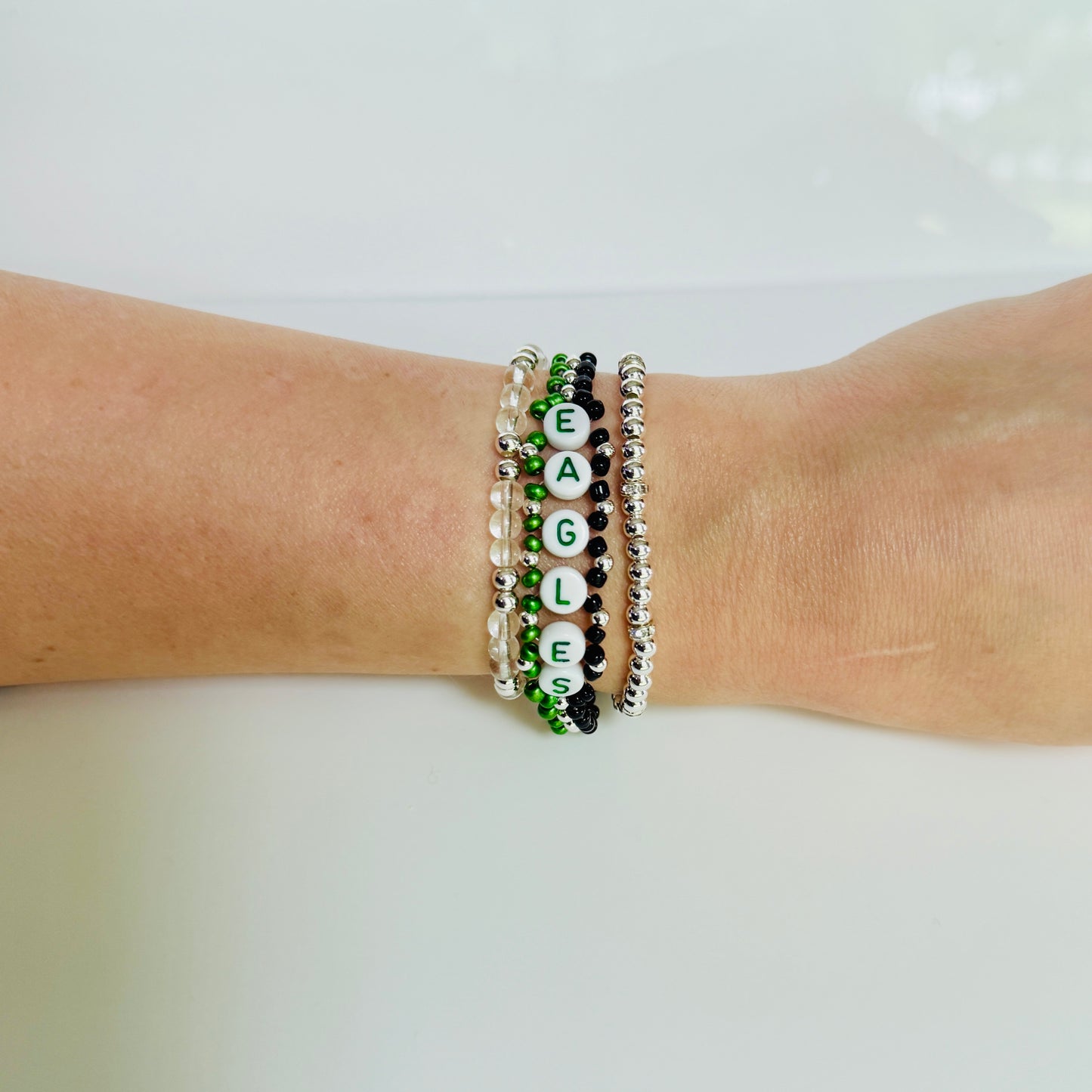 Eagles Football Woven, Beaded Bracelet, Seed Bead Jewelry, Handmade Game Day Gift