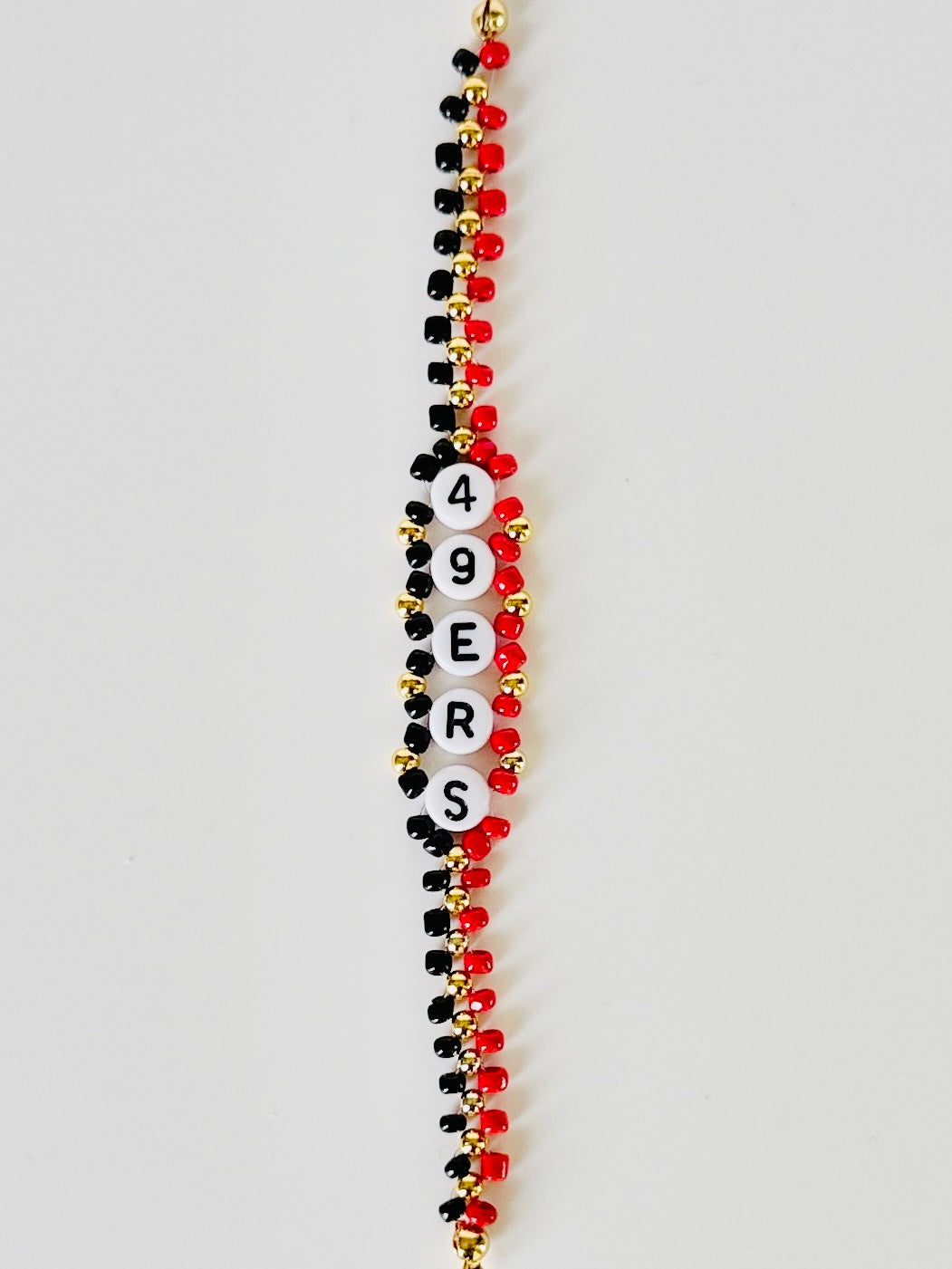 49ers Football Woven, Beaded Bracelet, Seed Bead Jewelry, Handmade Game Day Gift