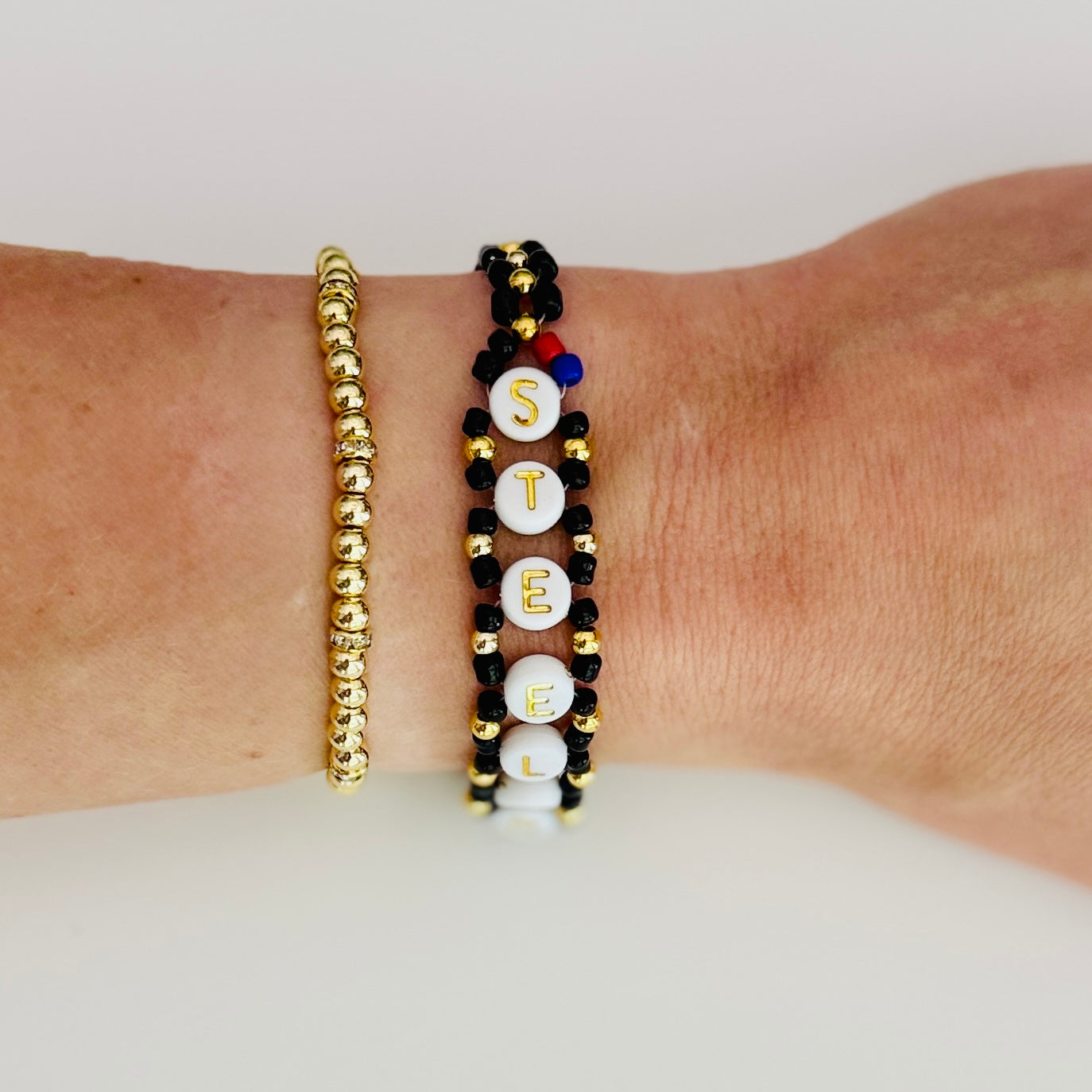 Steelers Woven, Beaded Bracelet, Seed Bead Jewelry, Handmade Game Day Gift