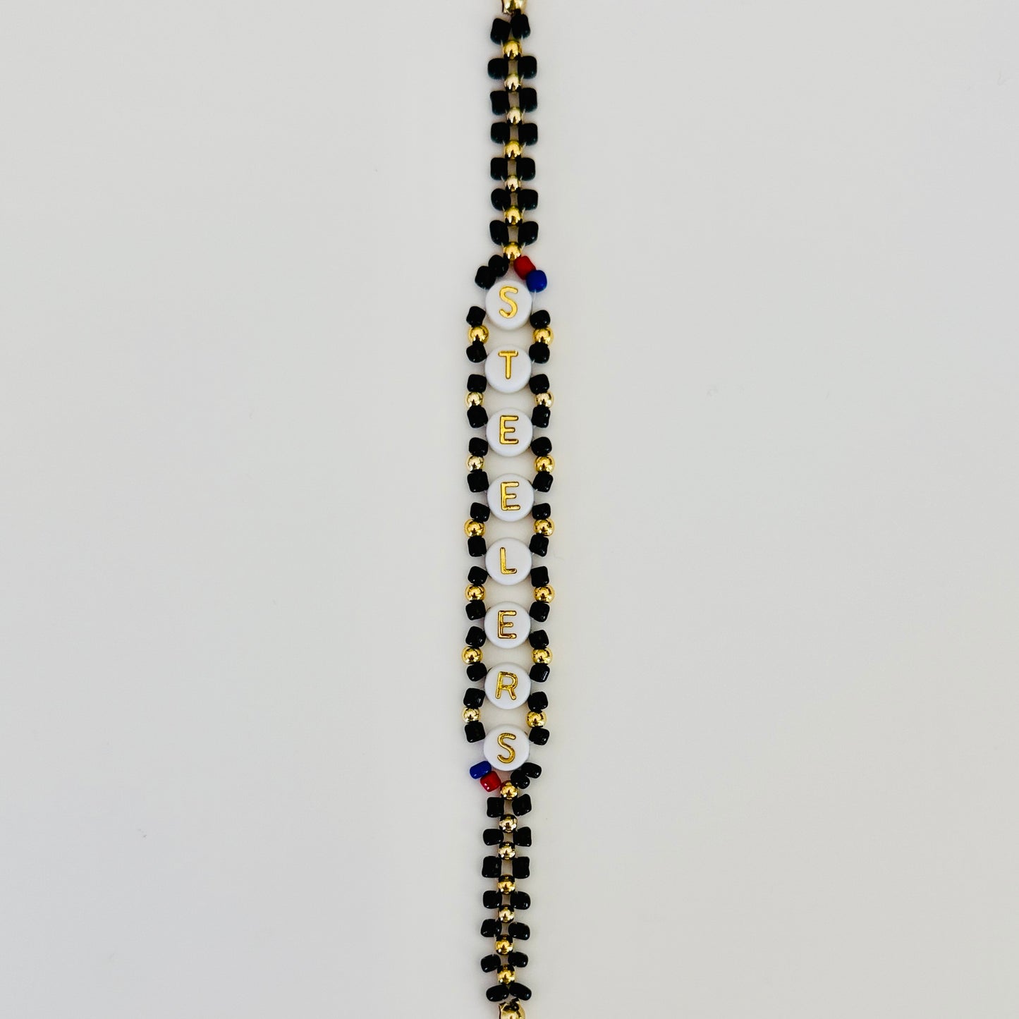 Steelers Woven, Beaded Bracelet, Seed Bead Jewelry, Handmade Game Day Gift
