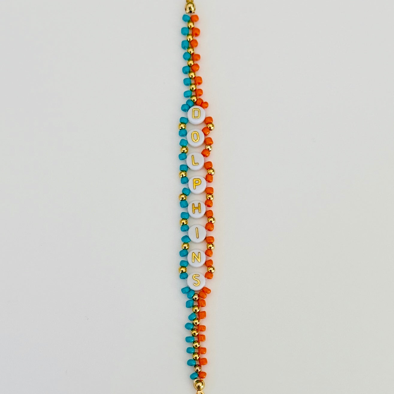 Dolphins Football Woven, Beaded Bracelet, Seed Bead Jewelry, Handmade Game Day Gift
