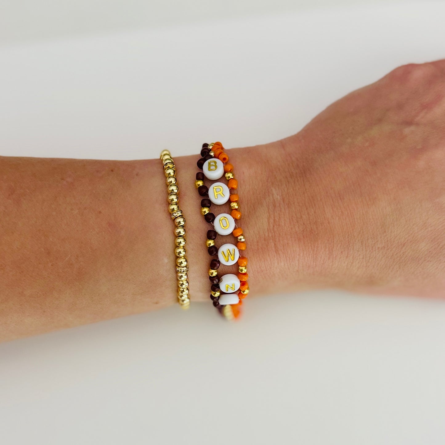 Browns Football Woven, Beaded Bracelet, Seed Bead Jewelry, Handmade Game Day Gift