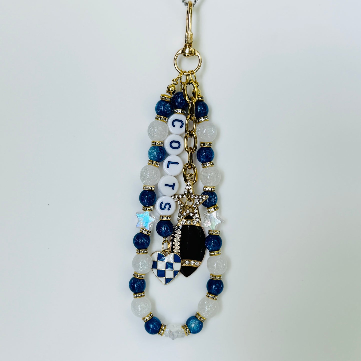 Colts Football Bag Charm or Chain: Game Day Stadium Bag Clip