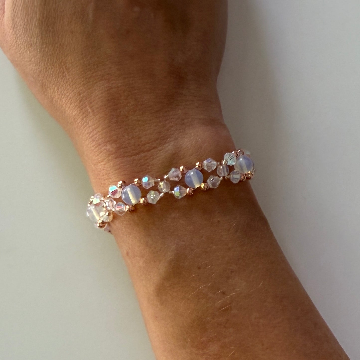Opalite Showgirl Bracelet: Gold, Rose Gold or Silver Plated with Opalite