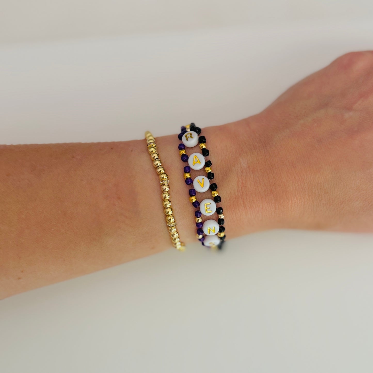 Ravens Football Woven, Beaded Bracelet, Seed Bead Jewelry, Handmade Game Day Gift