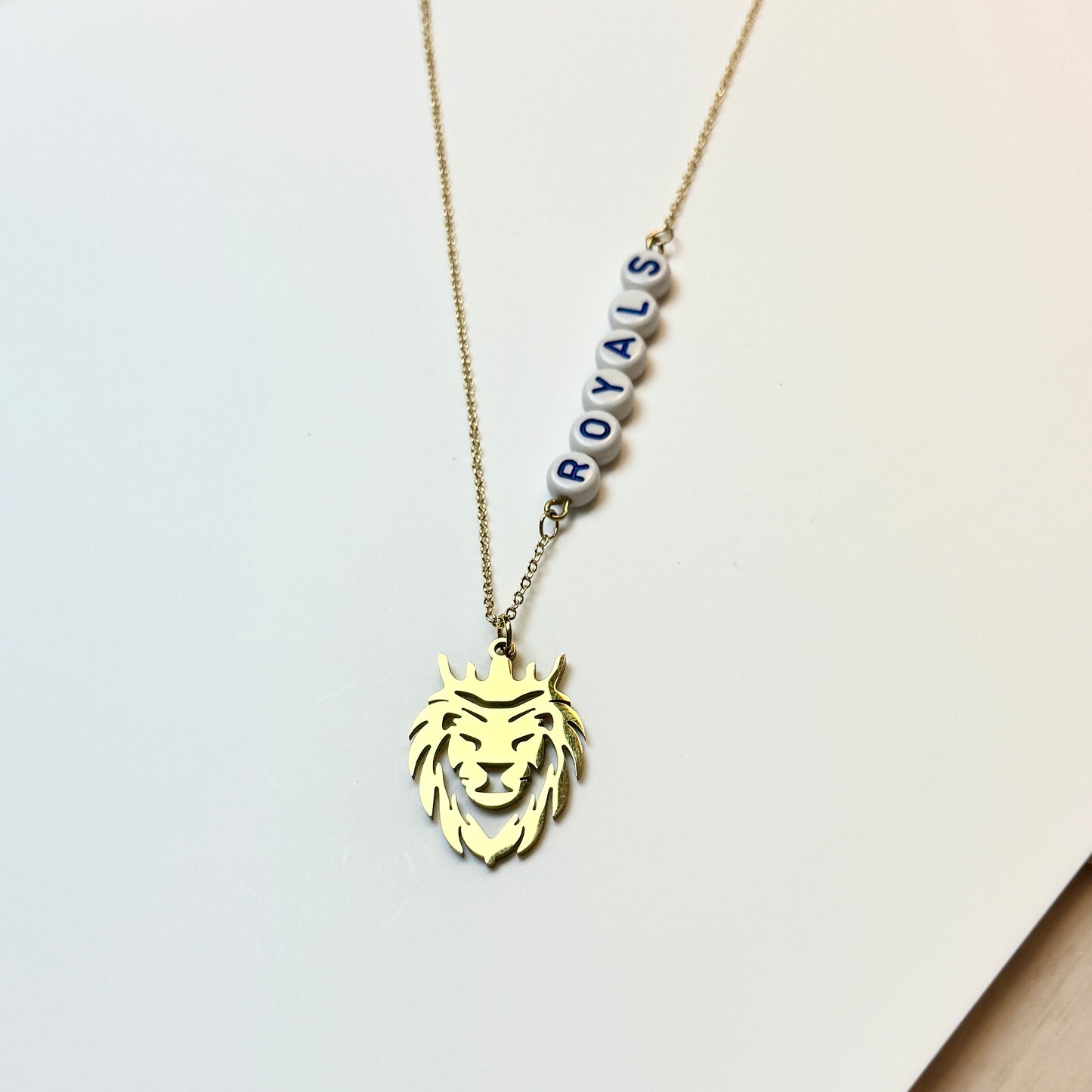 Royals-Inspired Lion Pendant Necklace – Kansas City Baseball Jewelry, Blue and Gold Gift for Her, Game Day Accessory