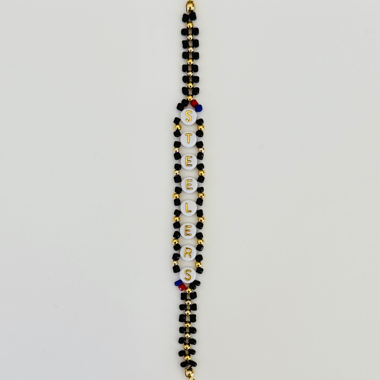 Steelers Woven, Beaded Bracelet, Seed Bead Jewelry, Handmade Game Day Gift