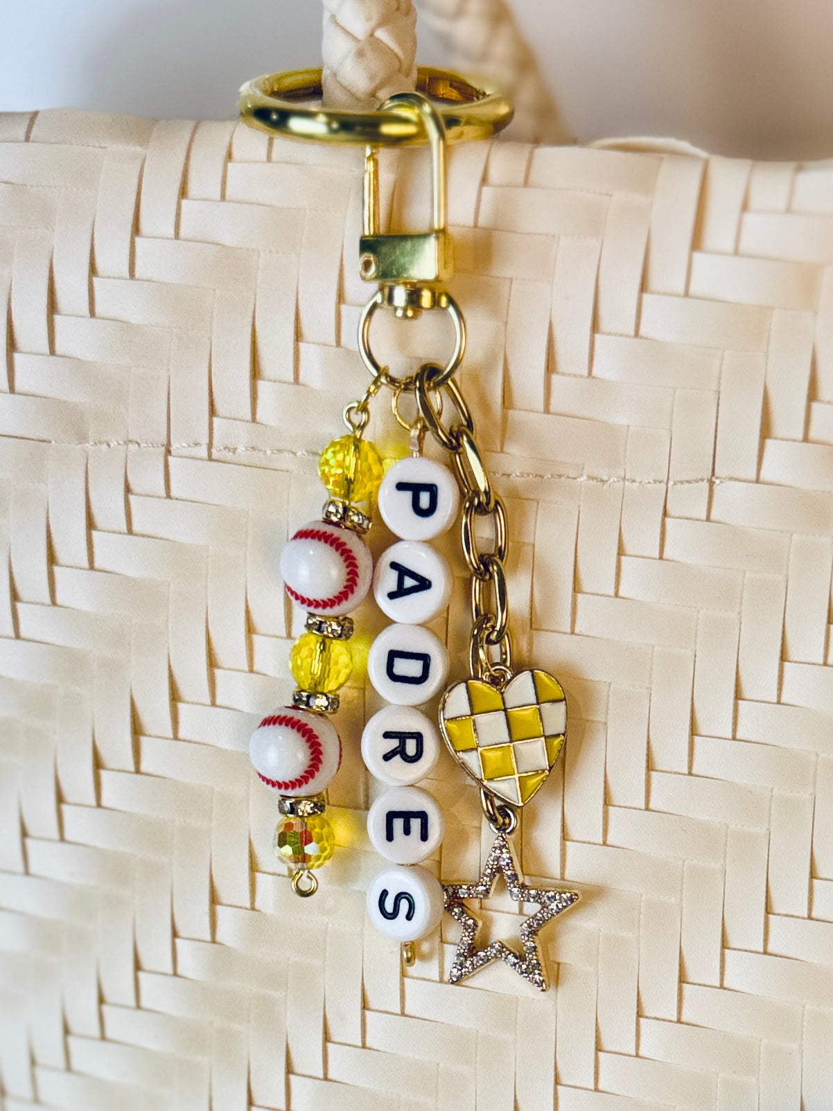 Padres Bag Charm | Baseball Keychain Zipper Pull | Baseball Fan Gift | Choose Your Team & Size | Handmade Sports Accessory