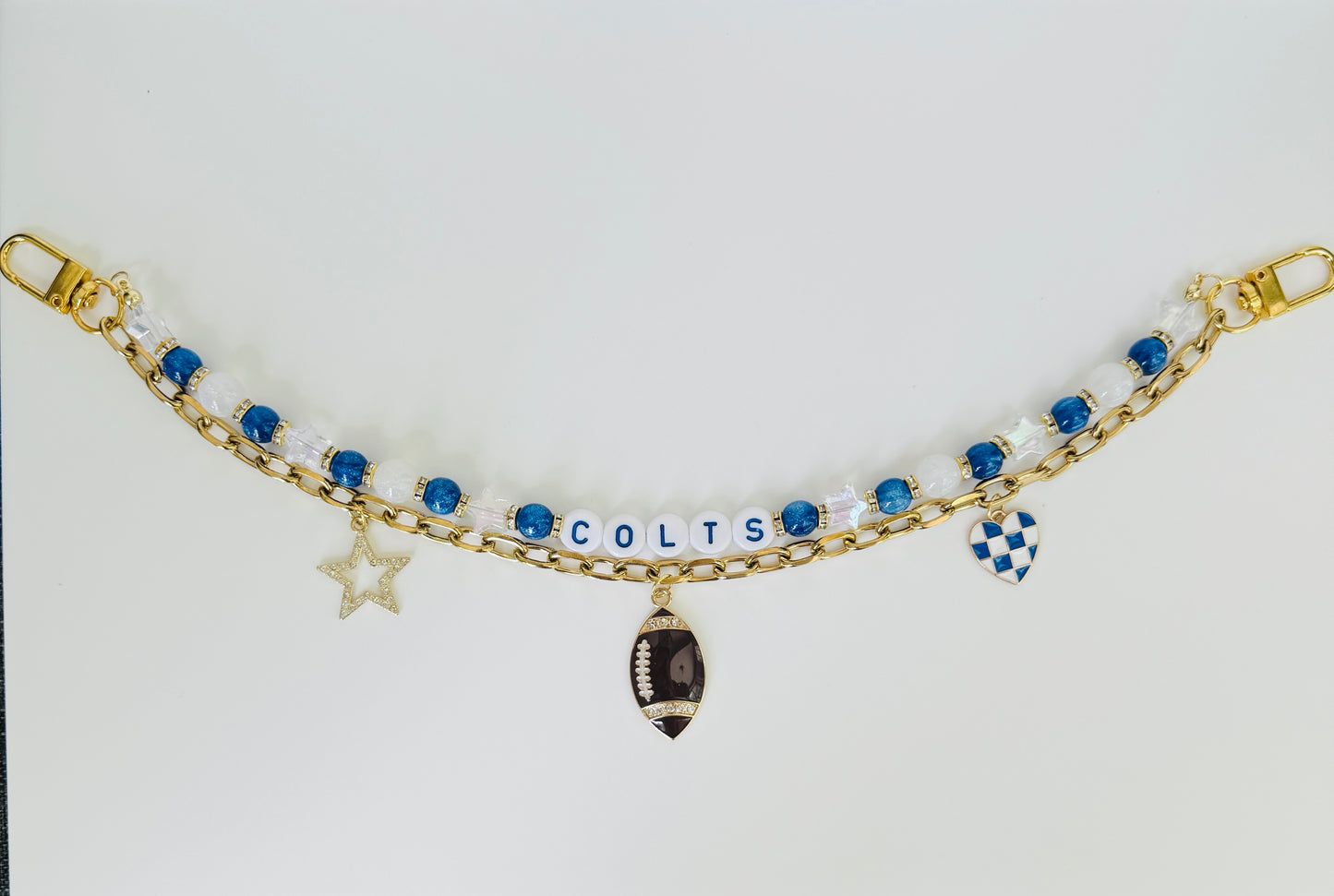 Colts Football Bag Charm or Chain: Game Day Stadium Bag Clip