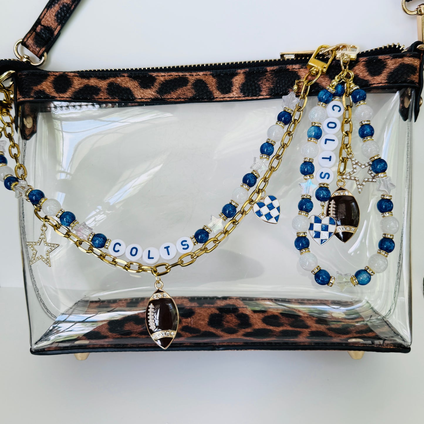 Colts Football Bag Charm or Chain: Game Day Stadium Bag Clip