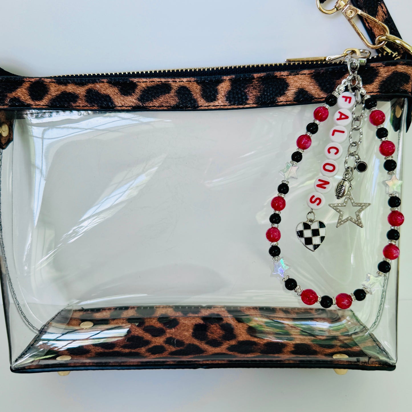 Falcons Beaded Bag Charm or Chain: Red & Black Game Day Accessory