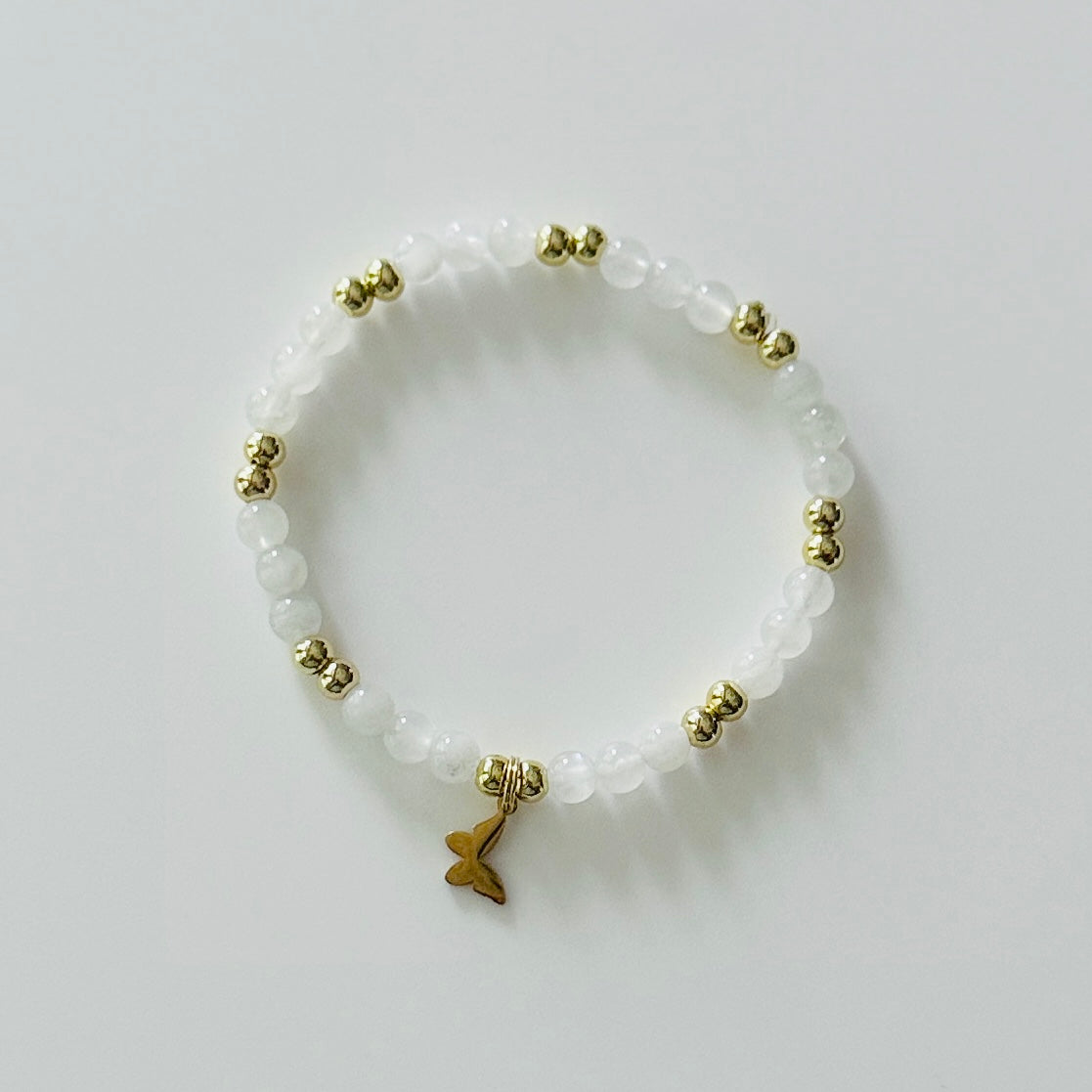 Moonstone Fertility Manifestation Bracelet: Gold or Silver Butterfly Charm