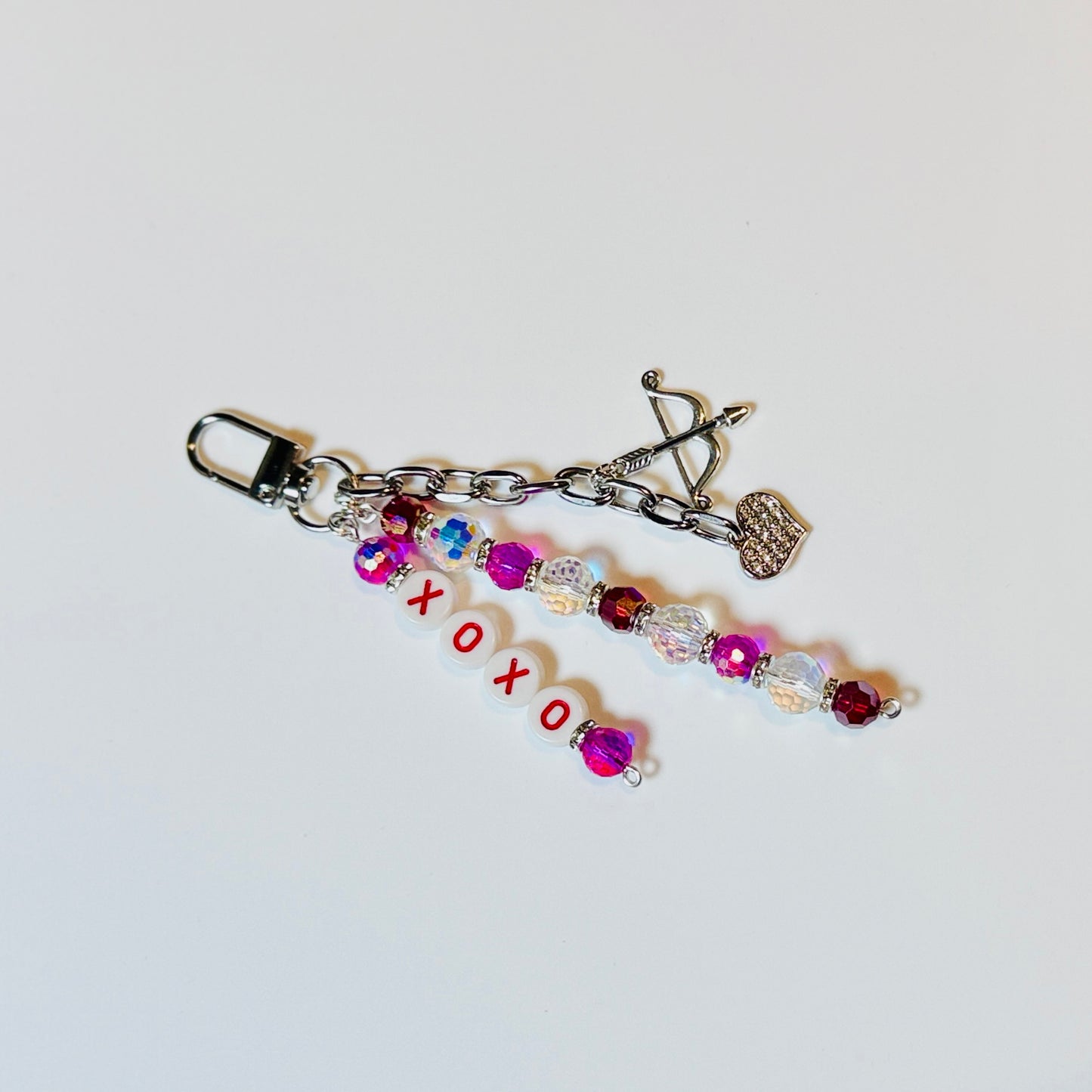 XOXO Bag Charm: Pink, Red and Silver Valentine's Day Keychain