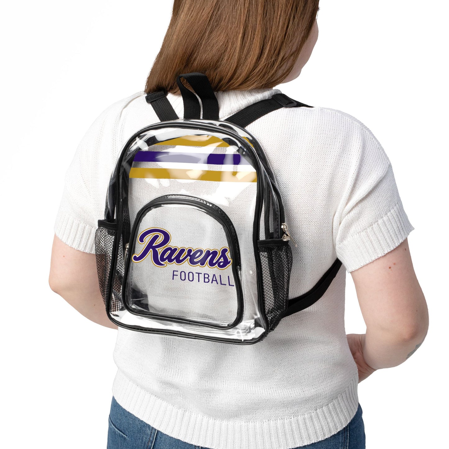 Ravens Clear Backpack, Stadium Bag, Football Belt Bag, Transparent Fanny Pack