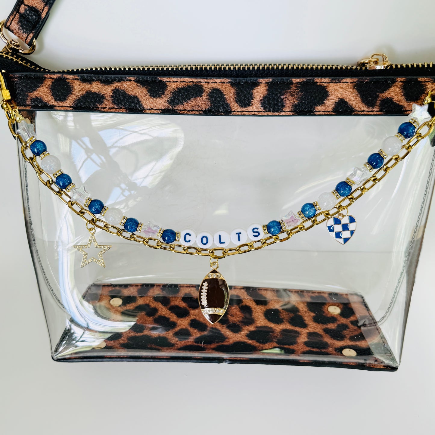 Colts Football Bag Charm or Chain: Game Day Stadium Bag Clip