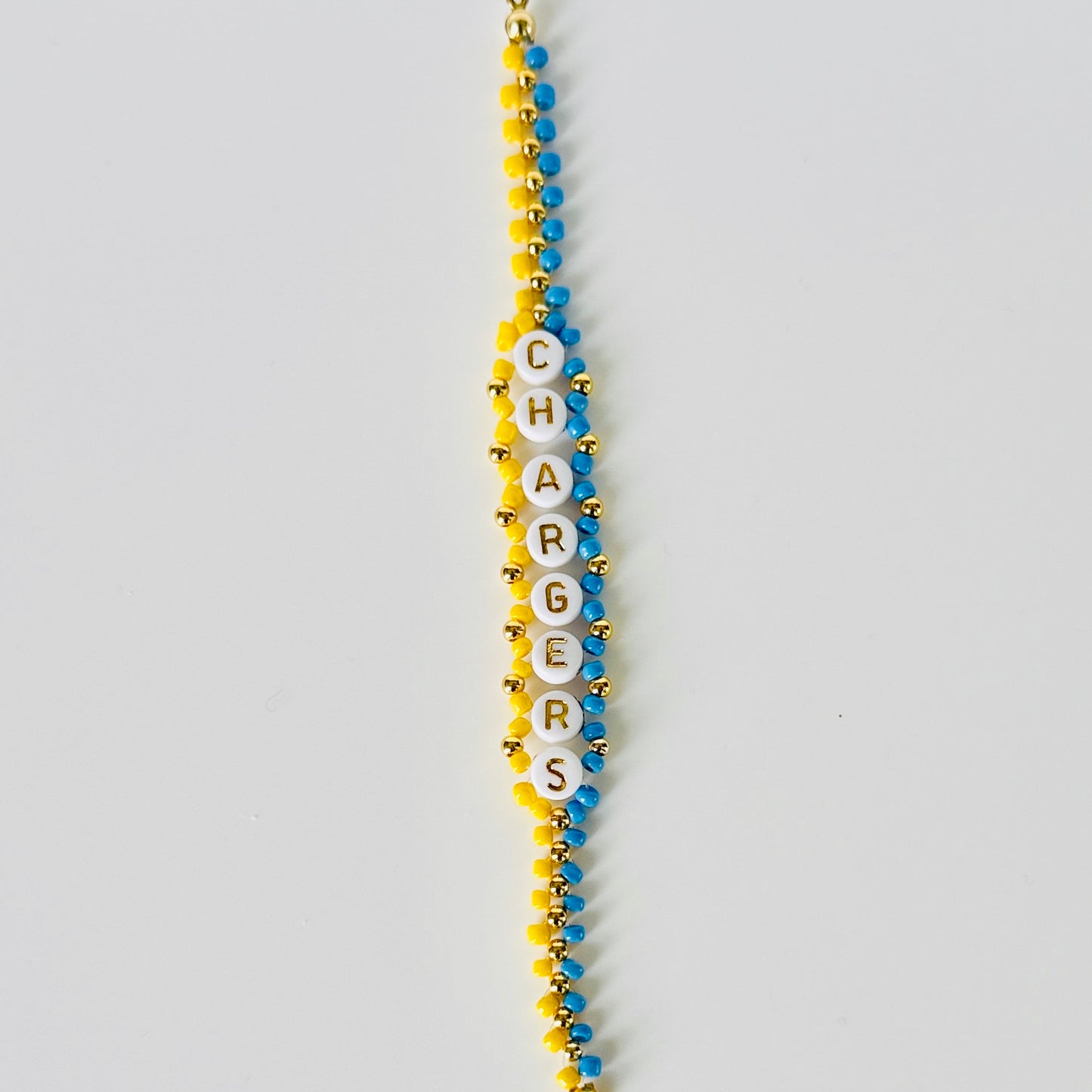 Chargers Football Woven, Beaded Bracelet, Seed Bead Jewelry, Handmade Game Day Gift