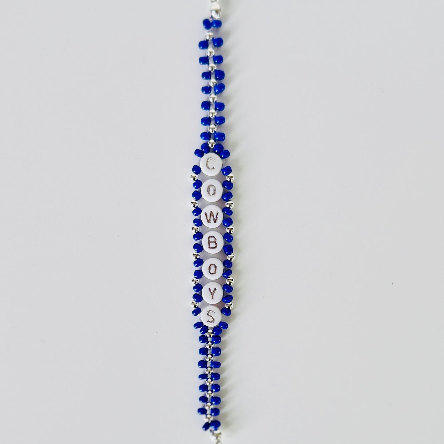 Cowboys Football Woven, Blue and White Beaded Bracelet, Game Day Gift