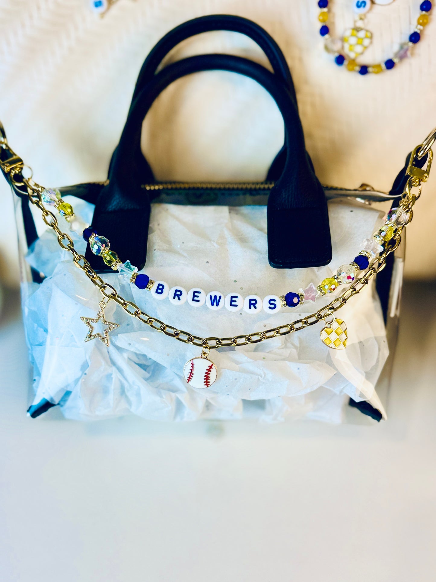 Brewers Bag Charm | Baseball Keychain Zipper Pull | Baseball Fan Gift | Choose Your Team & Size | Handmade Sports Accessory