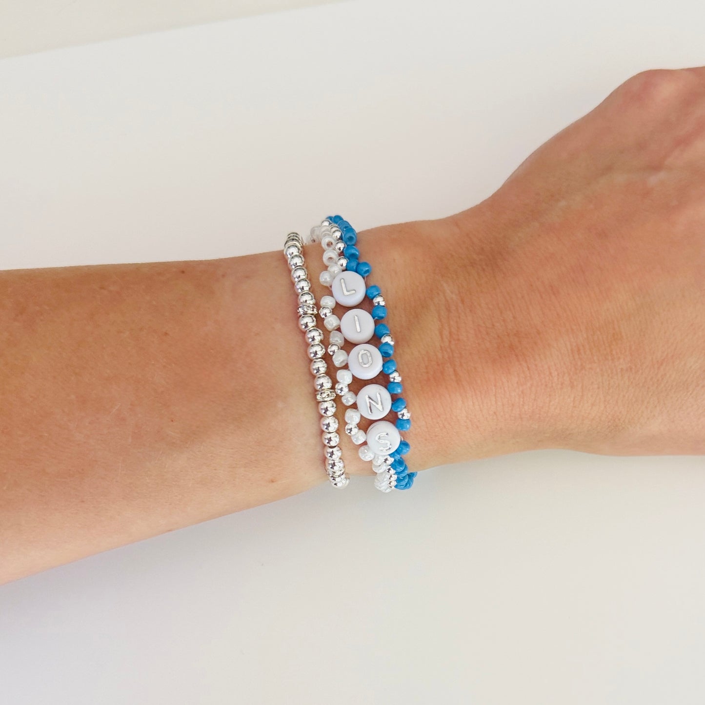 Lions Football Woven, Beaded Bracelet, Seed Bead Jewelry, Handmade Game Day Gift