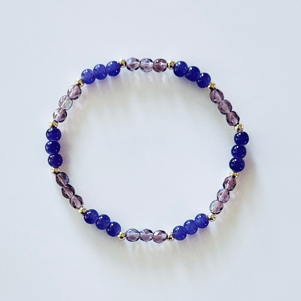 Purple Revolution Bracelet - with Czech fire-polished, glass and gold-plated beads