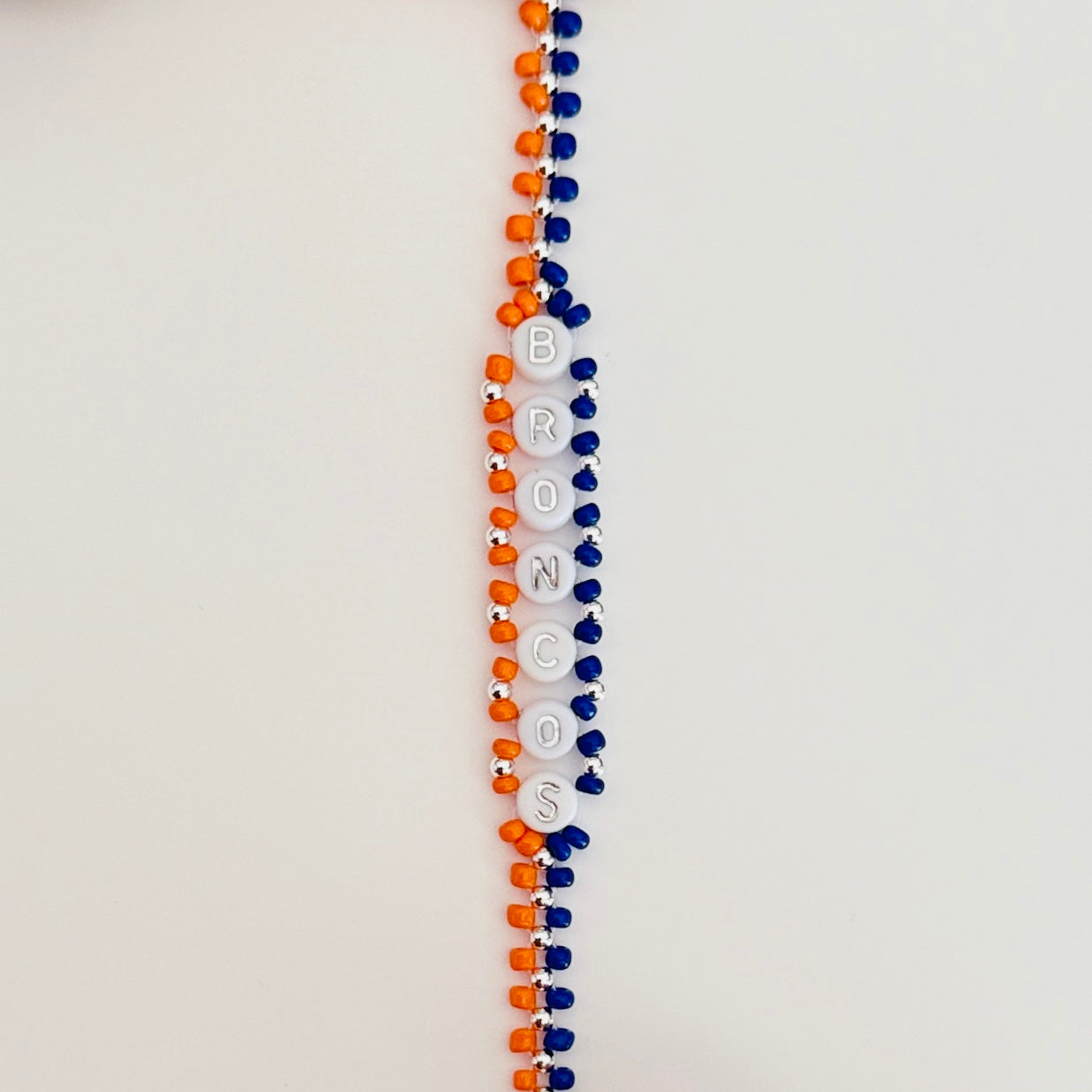 Broncos Football Woven, Beaded Bracelet, Seed Bead Jewelry, Handmade Game Day Gift