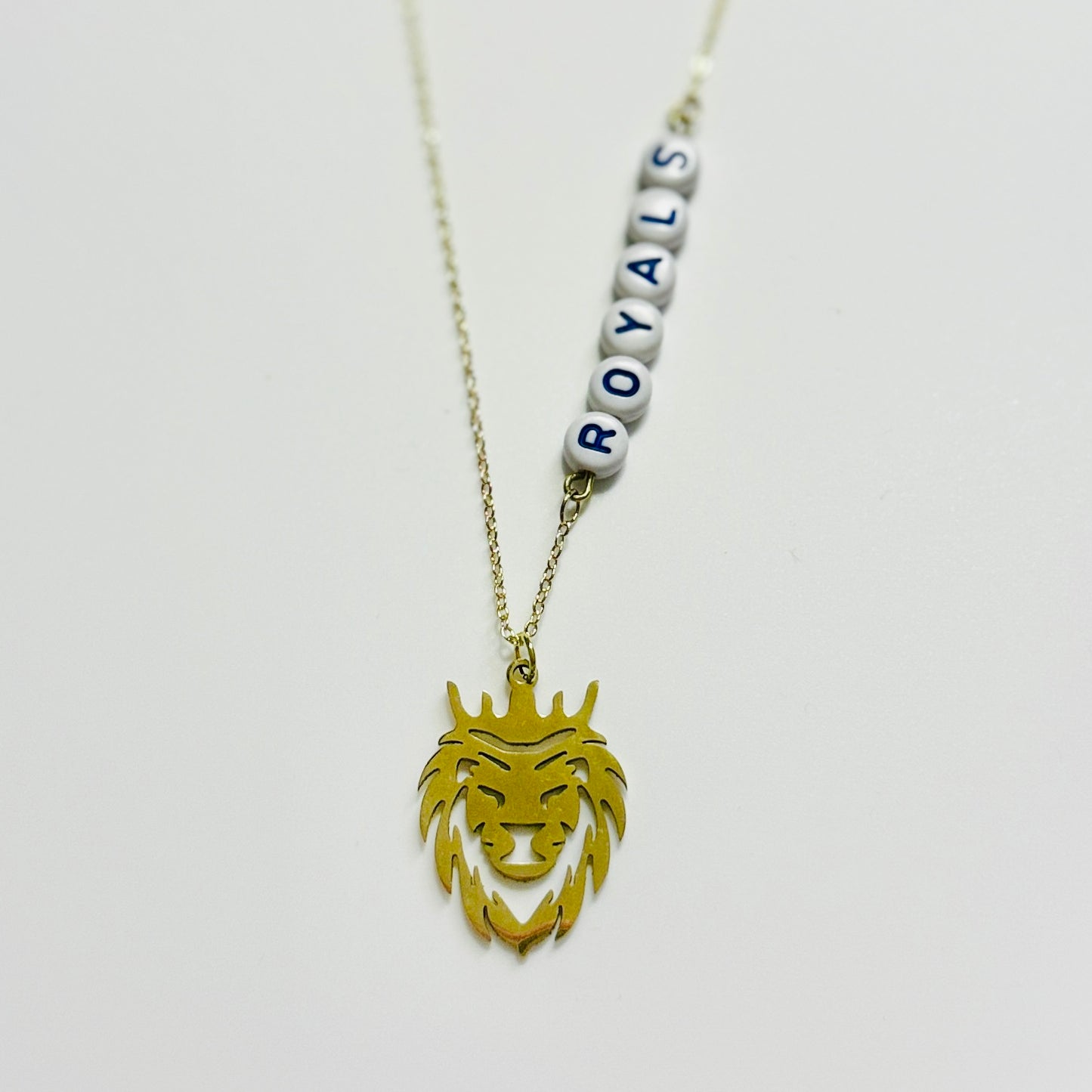 Royals-Inspired Lion Pendant Necklace – Kansas City Baseball Jewelry, Blue and Gold Gift for Her, Game Day Accessory