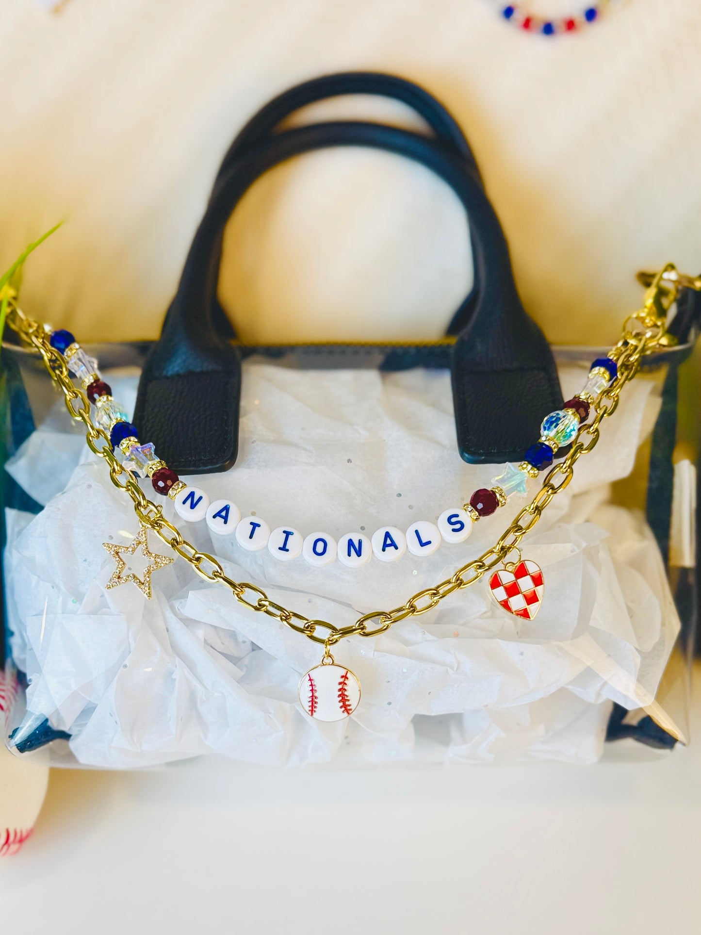 Nationals Bag Charm | Baseball Keychain Zipper Pull | Baseball Fan Gift | Choose Your Team & Size | Handmade Sports Accessory