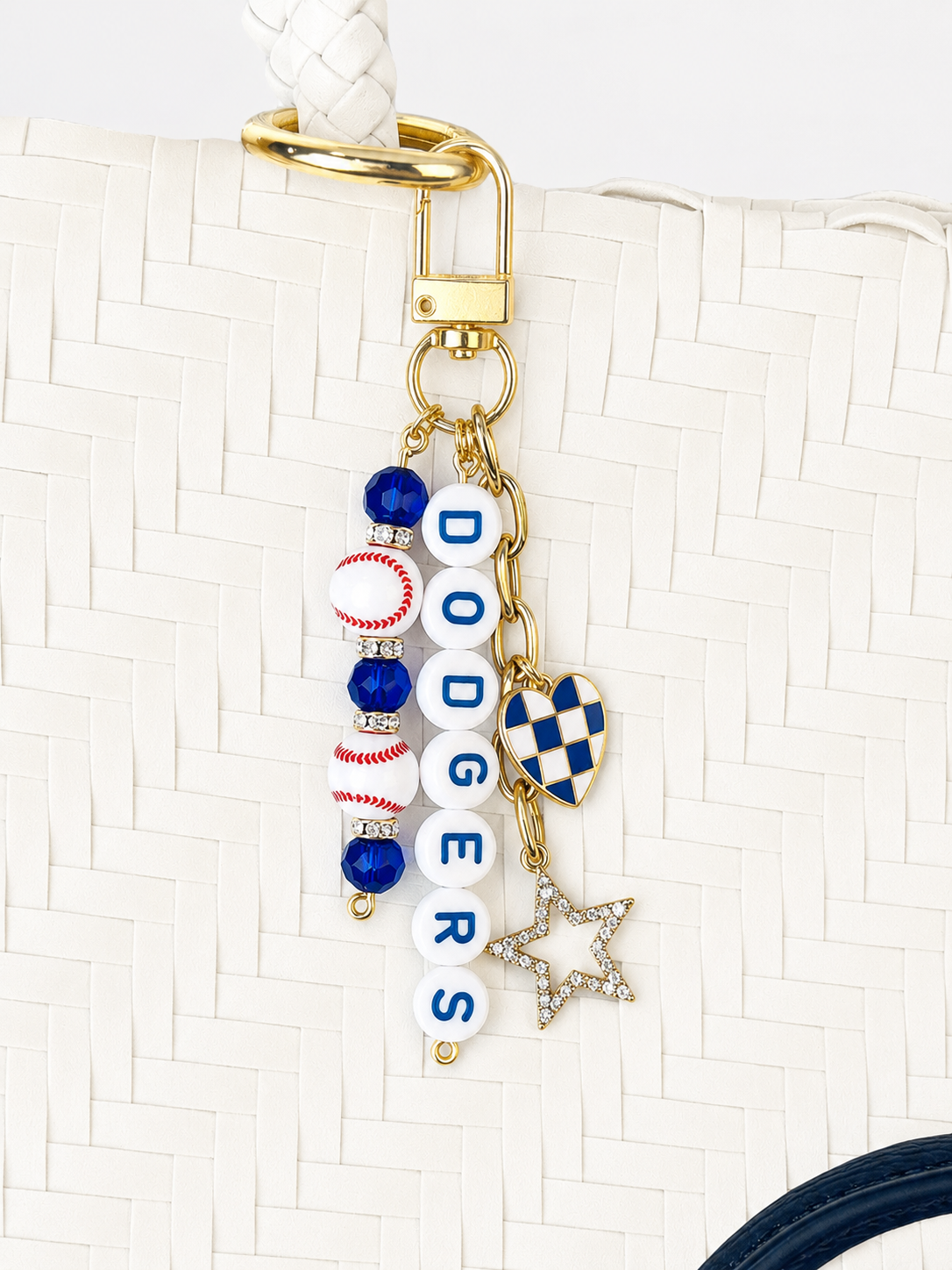 Dodgers Bag Charm | Baseball Keychain Zipper Pull | Baseball Fan Gift | Choose Your Team & Size | Handmade Sports Accessory