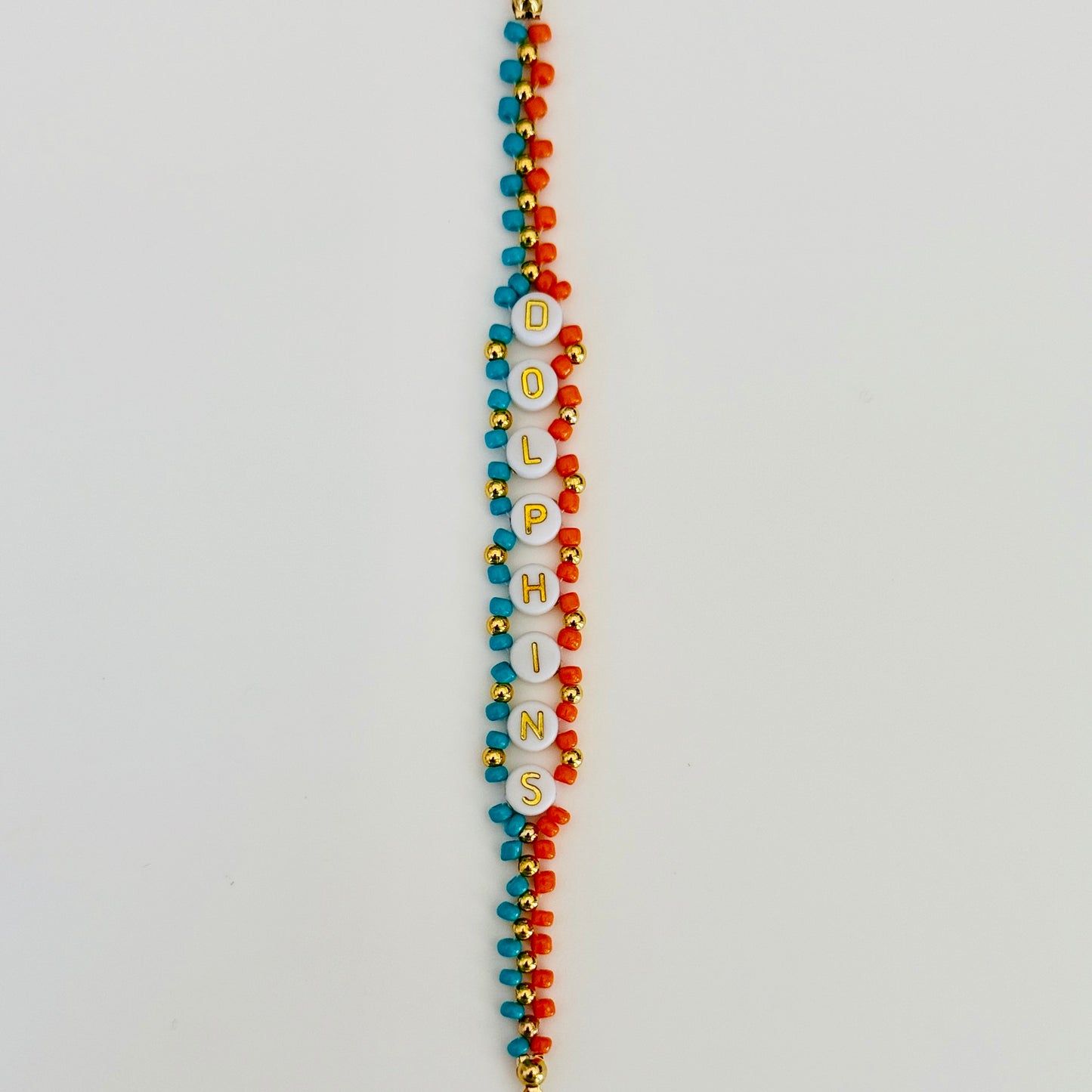 Dolphins Football Woven, Beaded Bracelet, Seed Bead Jewelry, Handmade Game Day Gift
