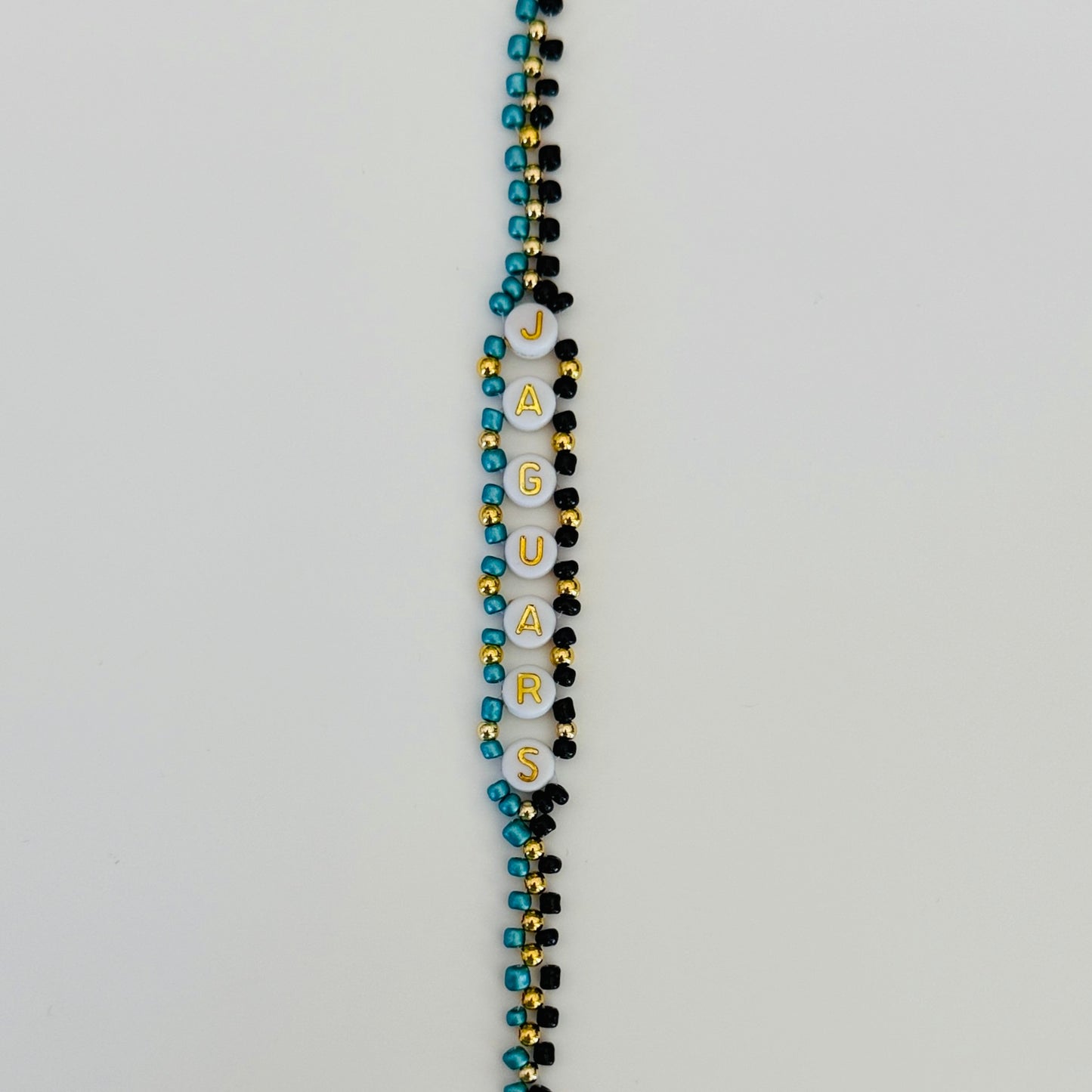 Jaguars Football Woven, Beaded Bracelet, Seed Bead Jewelry, Handmade Game Day Gift
