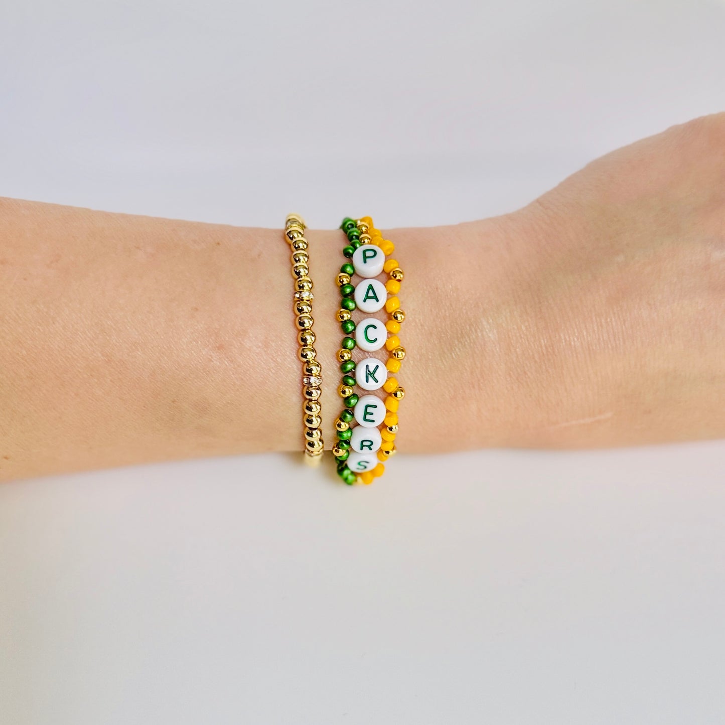 Packers Football Woven, Beaded Bracelet, Seed Bead Jewelry, Handmade Game Day Gift
