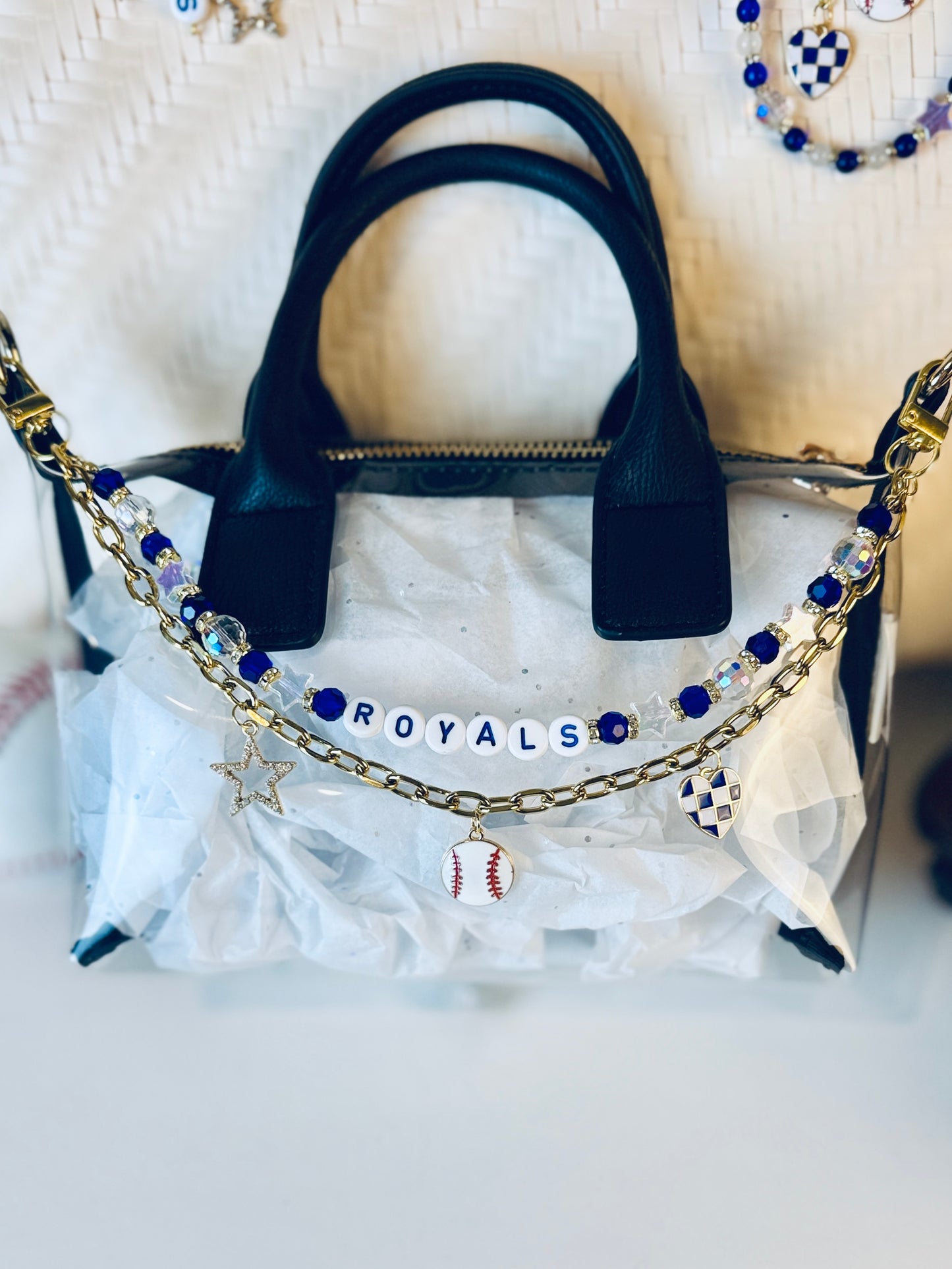 Royals Bag Charm | Baseball Keychain Zipper Pull | Baseball Fan Gift | Choose Your Team & Size | Handmade Sports Accessory