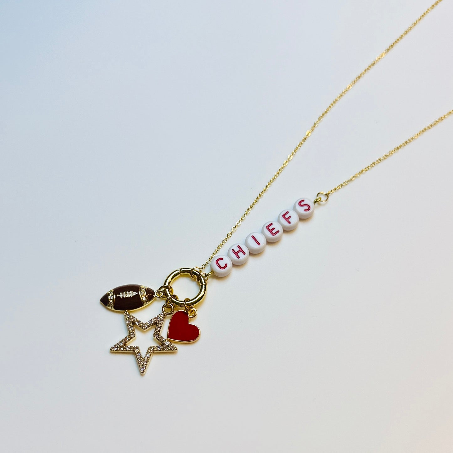 KC Football Heart Charm Necklace