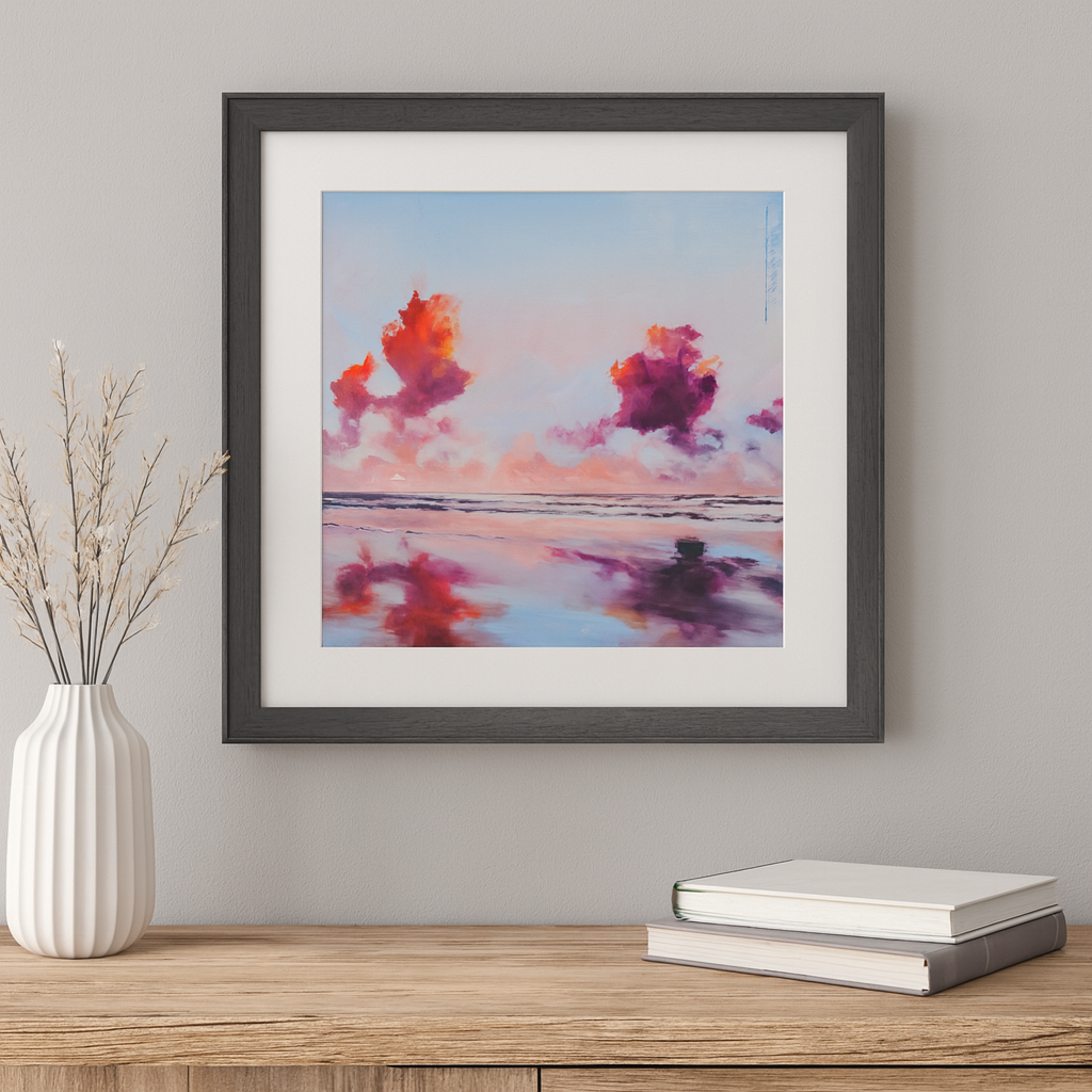 Beach Reflection Original Oil Painting or Giclée Print: Ocean & Cloud Art by J. Nunn