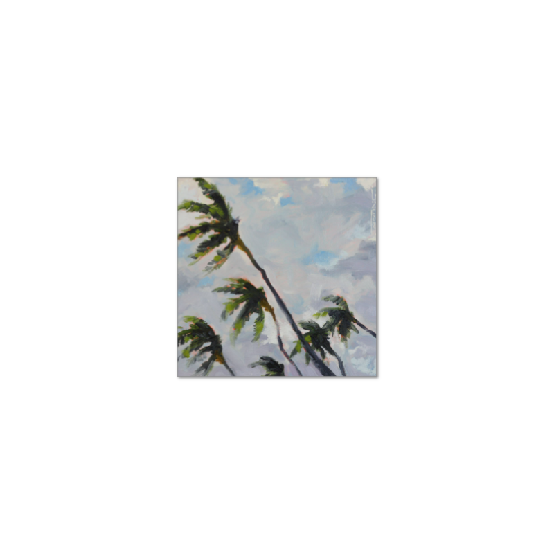 Palm Trees, Cloudy Day, Fine Art Giclée Print or Original by J. Nunn, Coastal Palm Landscape, Oil Painting, Beach Wall Art